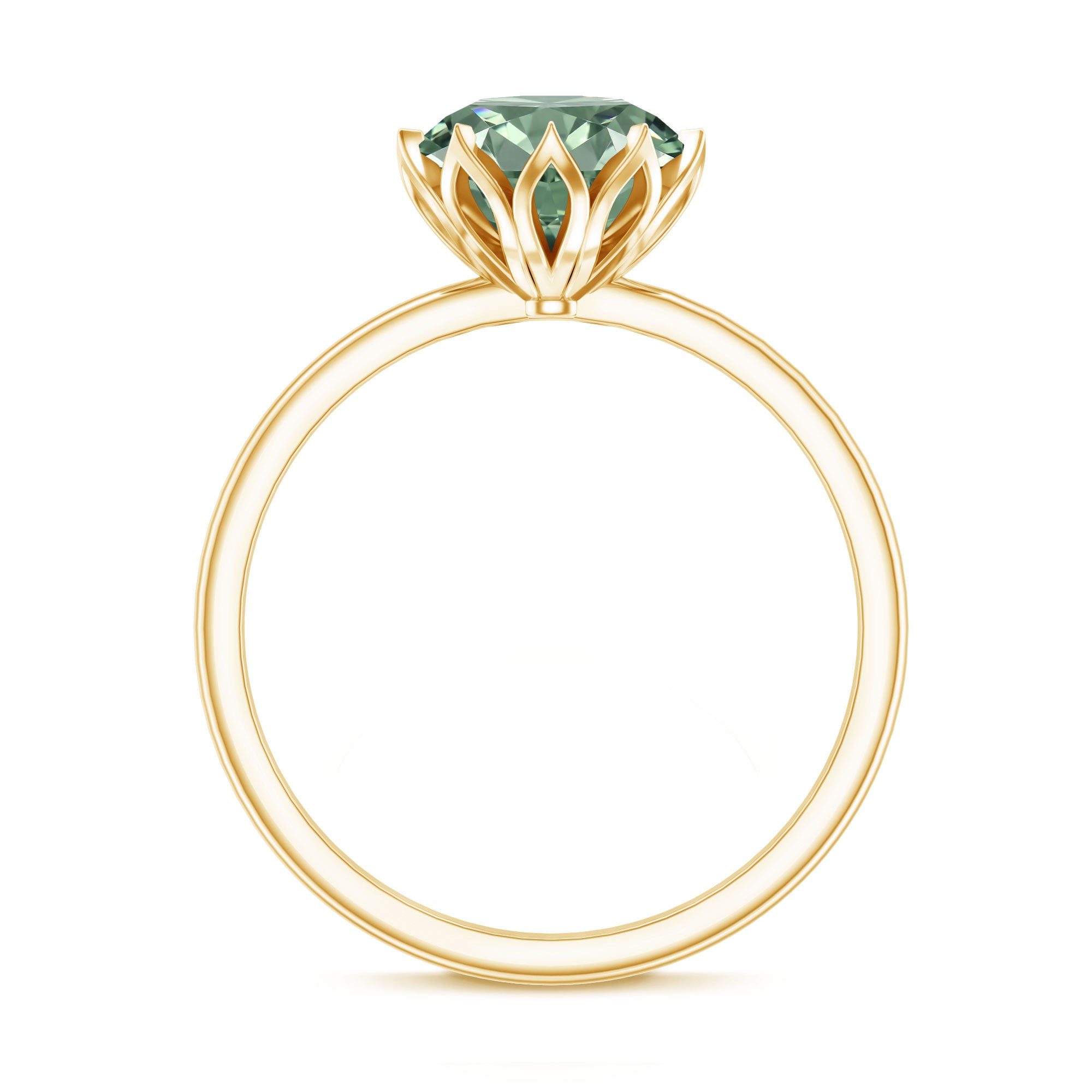 Lotus Basket Set 2 Carat Lab Grown Green Diamond Engagement Ring IGI Certified Vivid Green - VS1 - Rosec Jewels