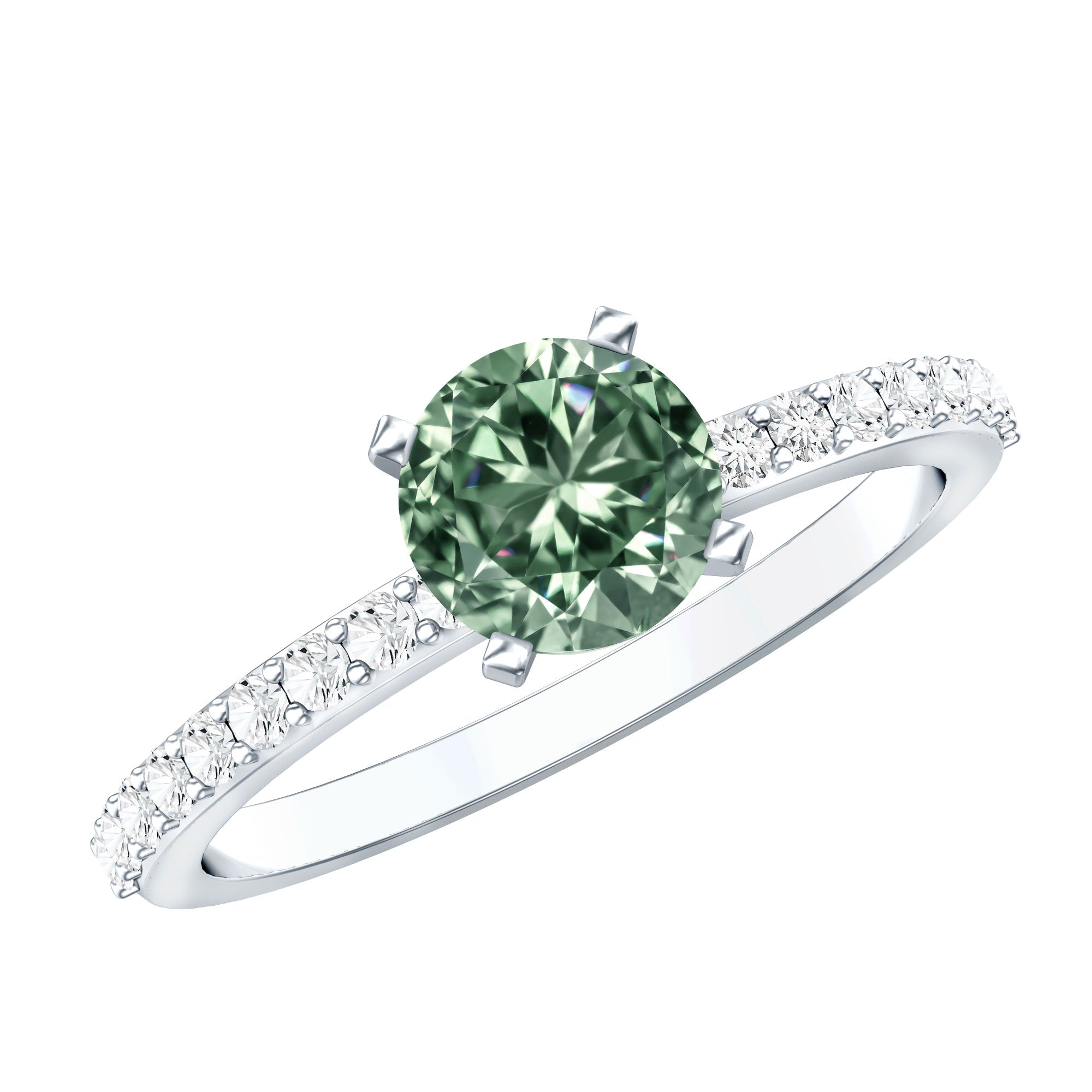 IGI Certified 1 Carat Lab Grown Green and White Diamond Engagement Ring Vivid Green - VS1 - Rosec Jewels