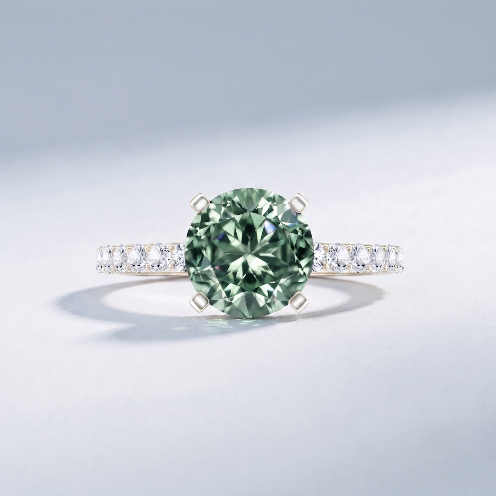Round 2 Carat Lab Grown Green Diamond Engagement Ring with IGI Certificate Vivid Green - VS1 - Rosec Jewels