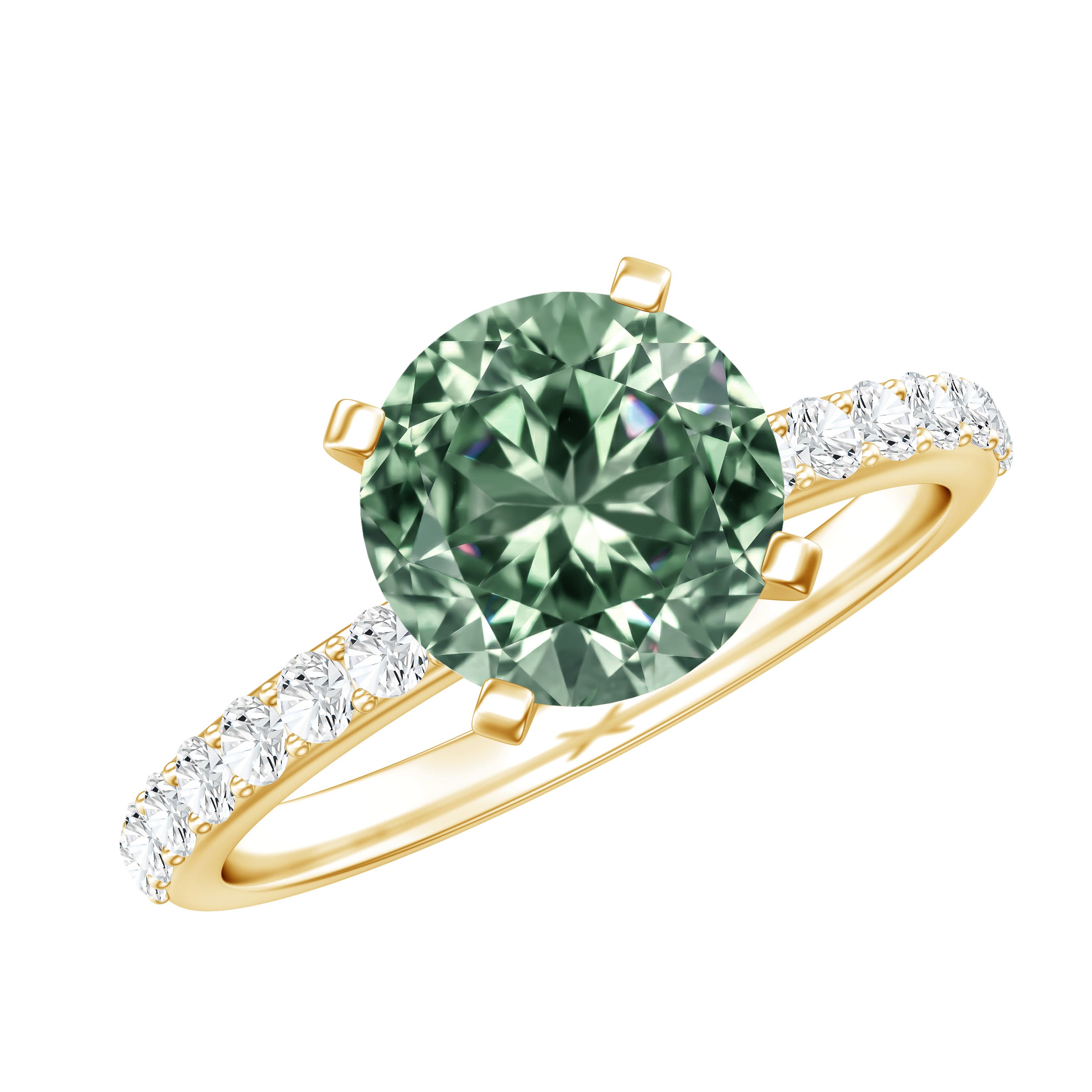 Round 2 Carat Lab Grown Green Diamond Engagement Ring with IGI Certificate Vivid Green - VS1 - Rosec Jewels