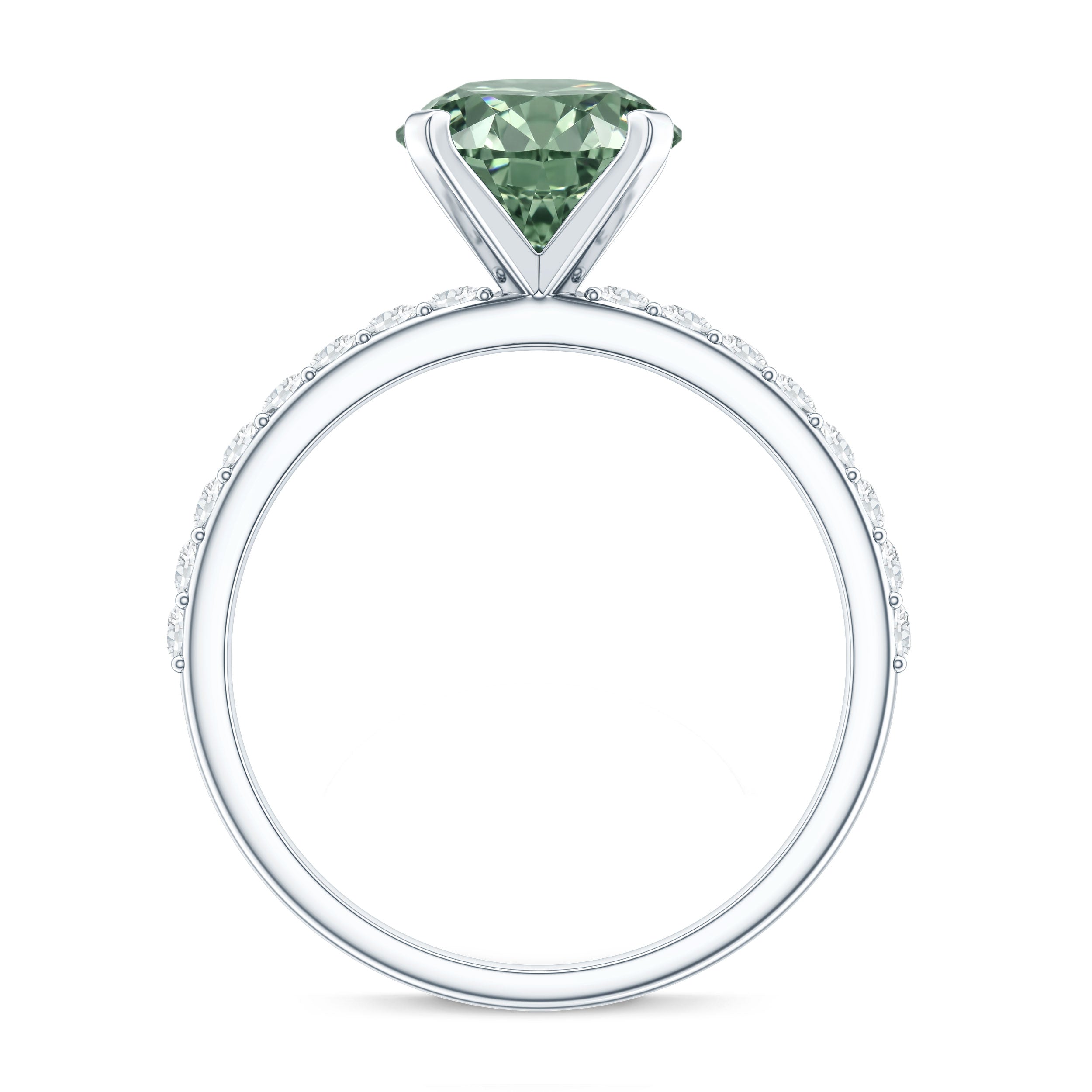3 Carat Round Lab Grown Green Diamond Solitaire Engagement Ring IGI Certified Vivid Green - VS1 - Rosec Jewels