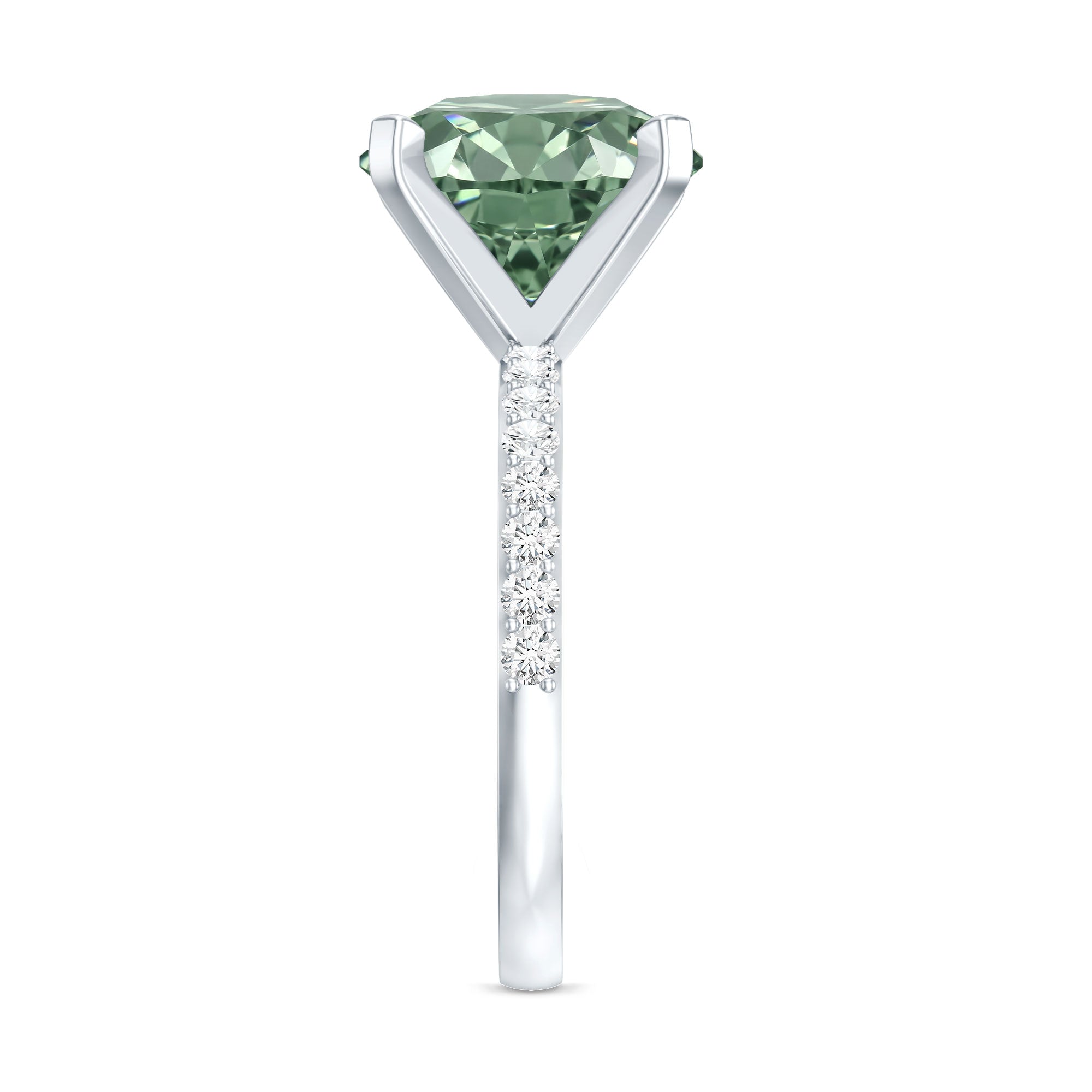 IGI Certified Solitaire 5 Carat Lab Grown Green Diamond Engagement Ring with Side Stones Vivid Green - VS1 - Rosec Jewels