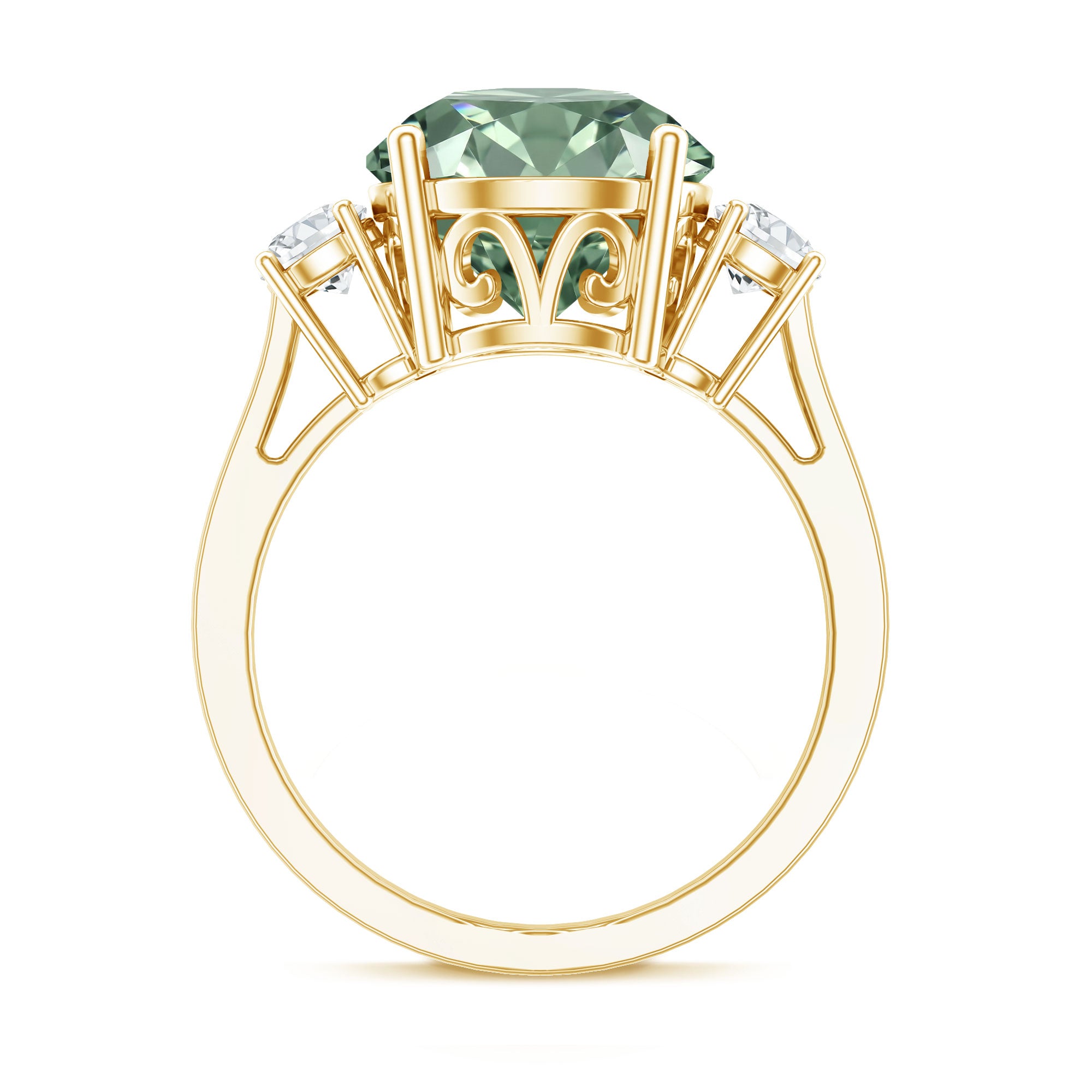 5 Carat Lab Grown Green Diamond Three Stone Engagement Ring with IGI Certificate Vivid Green - VS1 - Rosec Jewels