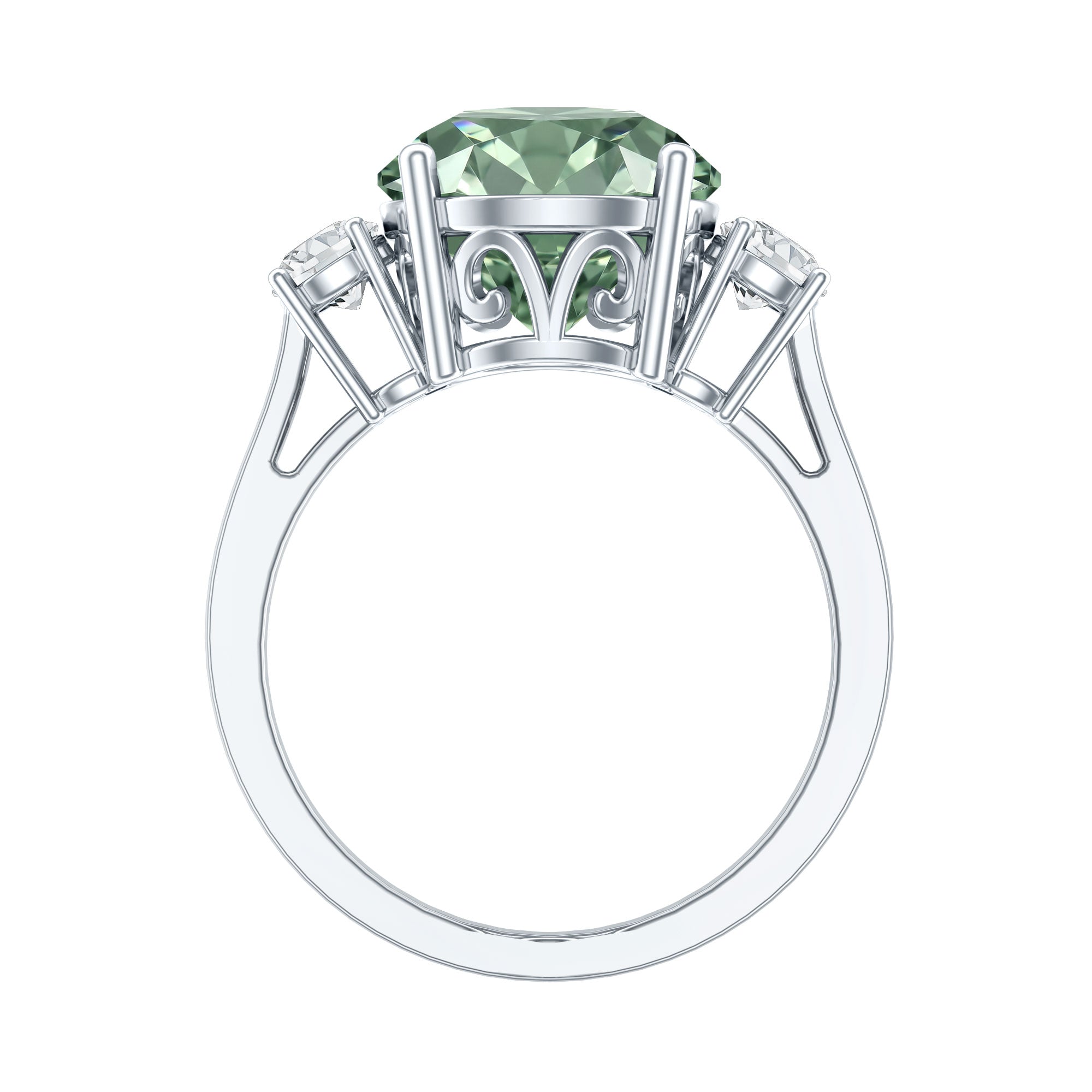 IGI Certified Lab Grown Green Diamond Triple Stone Engagement Ring 4 Carat Vivid Green - VS1 - Rosec Jewels