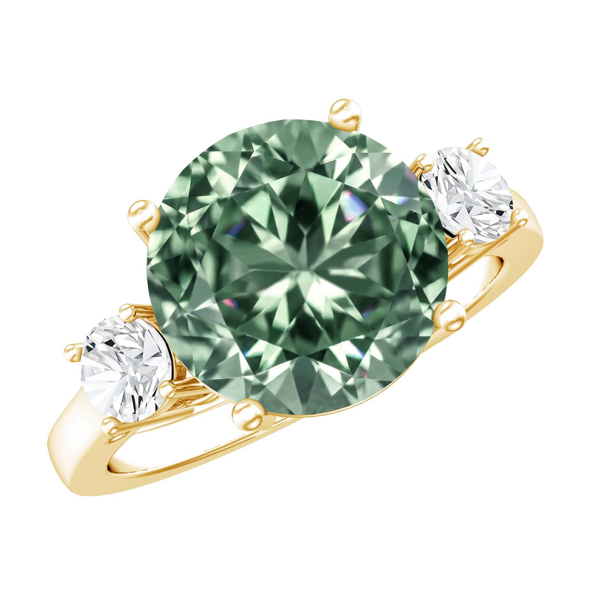 IGI Certified Lab Grown Green Diamond Triple Stone Engagement Ring 4 Carat Vivid Green - VS1 - Rosec Jewels