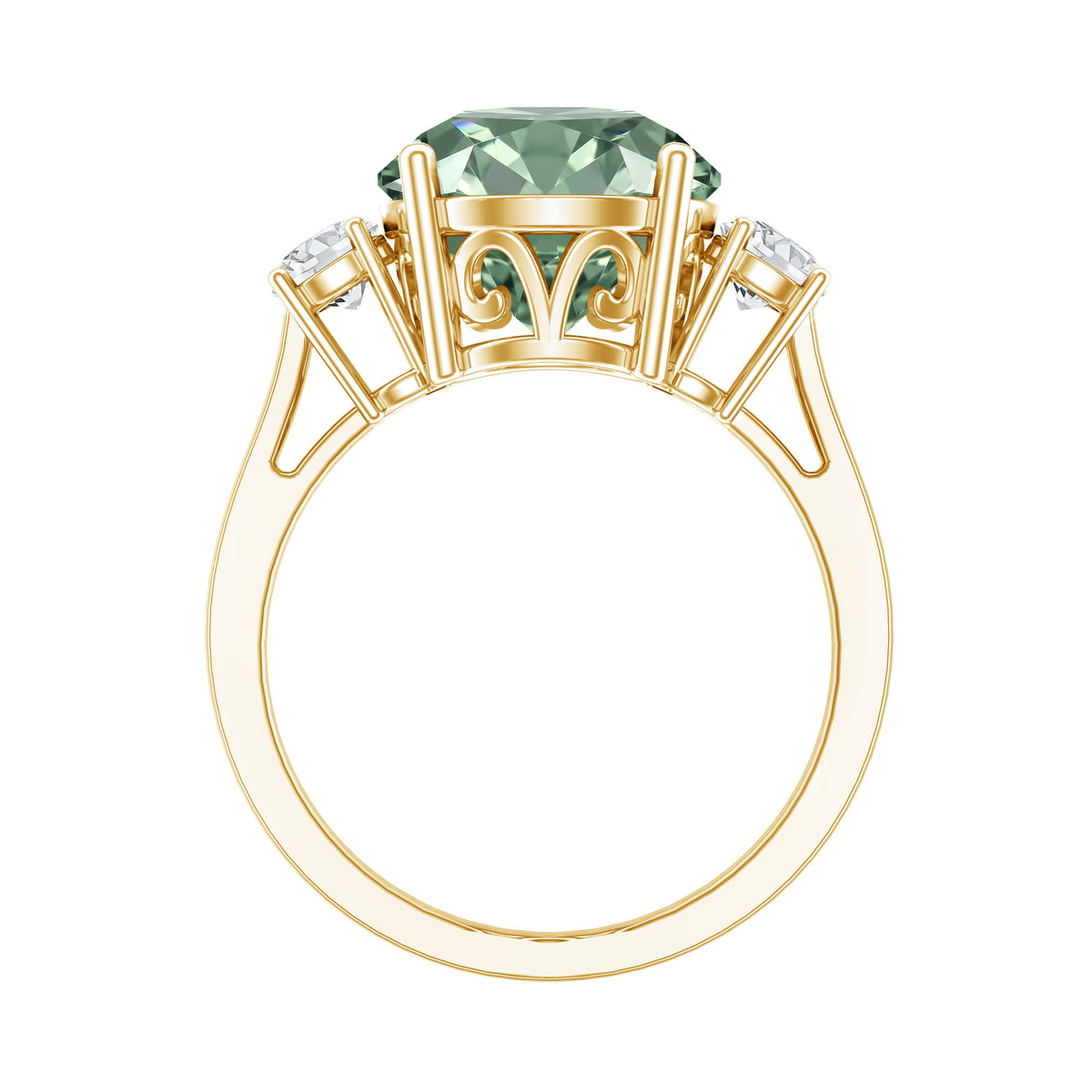 IGI Certified Lab Grown Green Diamond Triple Stone Engagement Ring 4 Carat Vivid Green - VS1 - Rosec Jewels