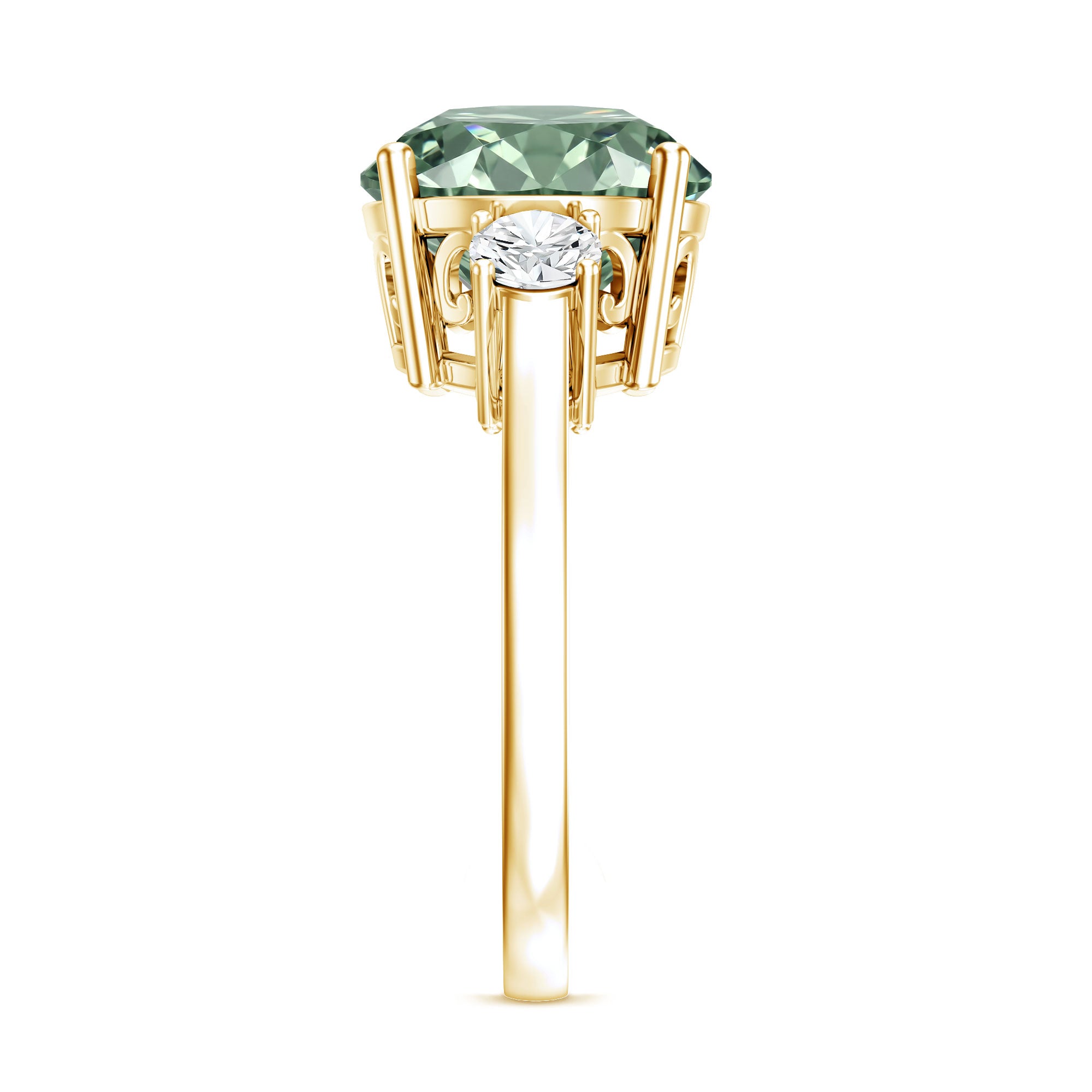 IGI Certified Lab Grown Green Diamond Triple Stone Engagement Ring 4 Carat Vivid Green - VS1 - Rosec Jewels