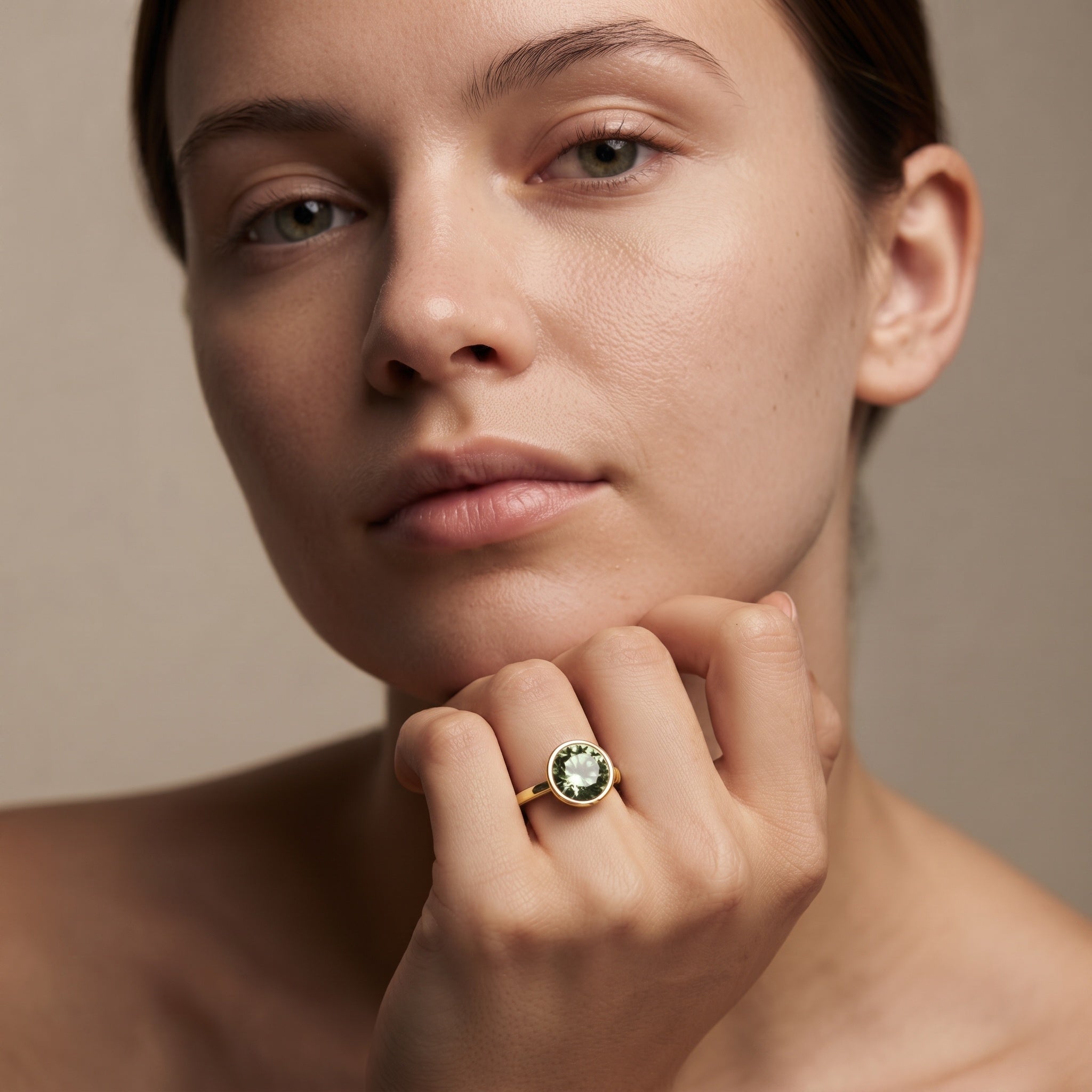 Bezel Set 4 Carat Lab Grown Green Diamond Solitaire Engagement Ring with IGI Certificate Vivid Green - VS1 - Rosec Jewels