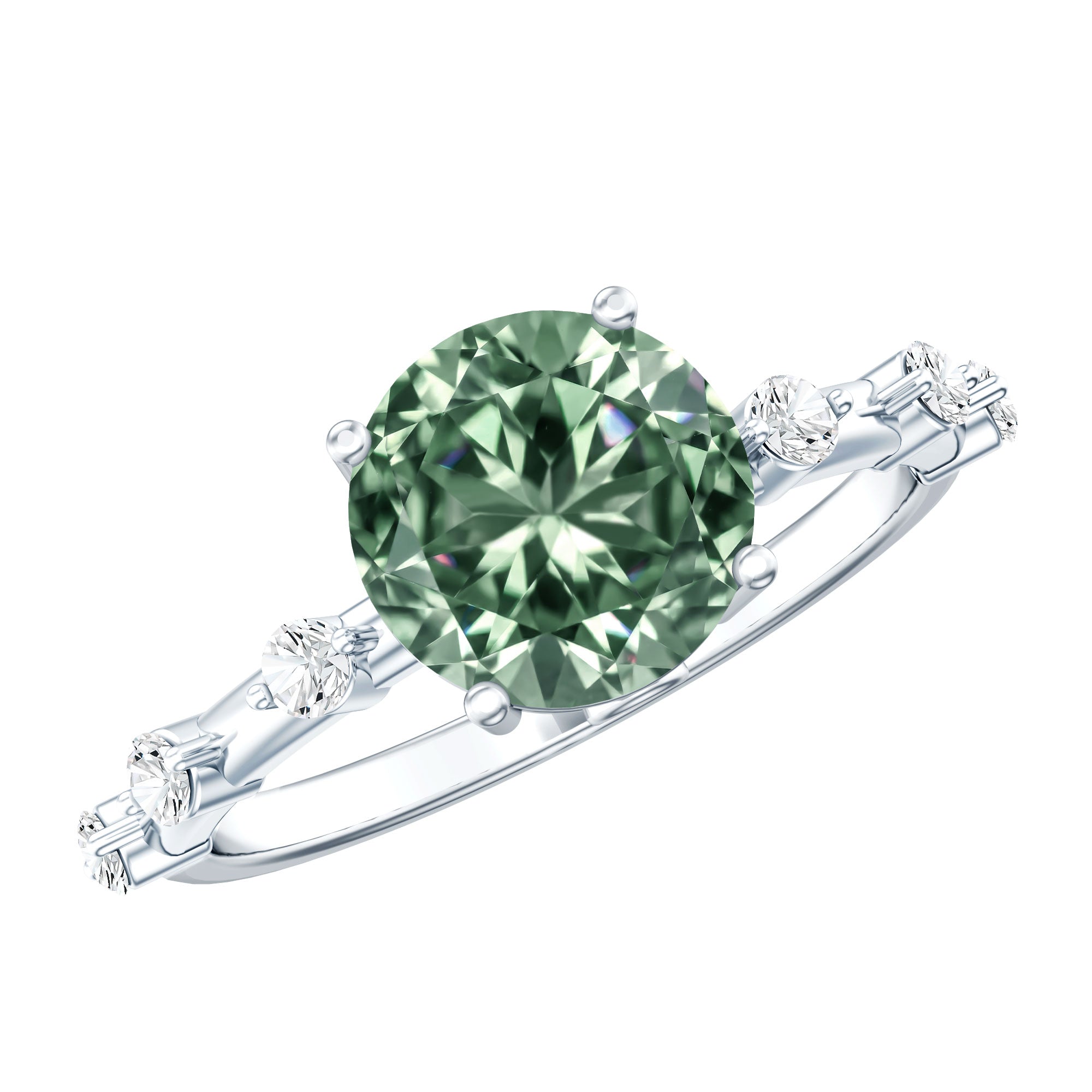 Lab Grown 3 Carat Green Diamond Engagement Ring with IGI Certificate Vivid Green - VS1 - Rosec Jewels