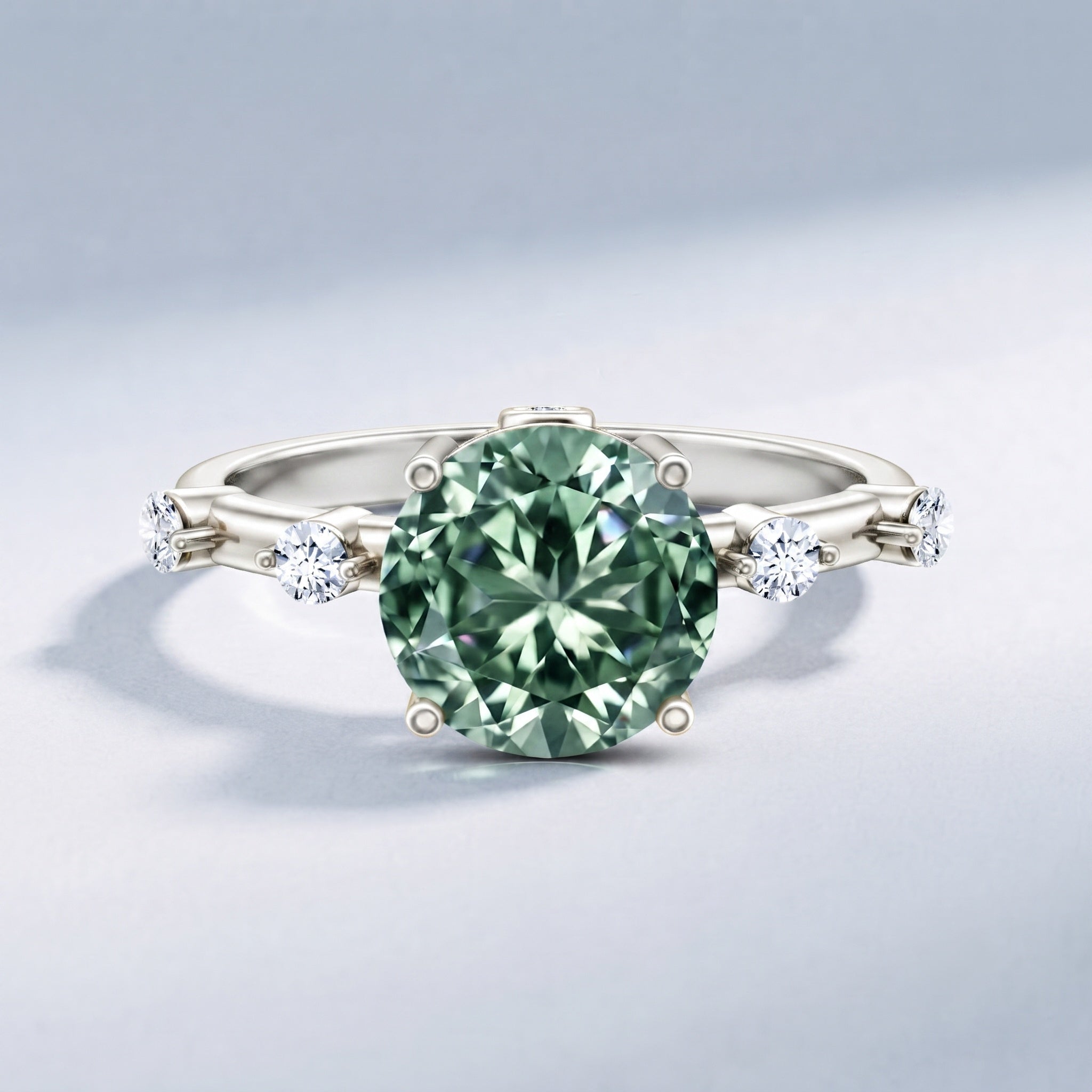 Lab Grown 3 Carat Green Diamond Engagement Ring with IGI Certificate Vivid Green - VS1 - Rosec Jewels