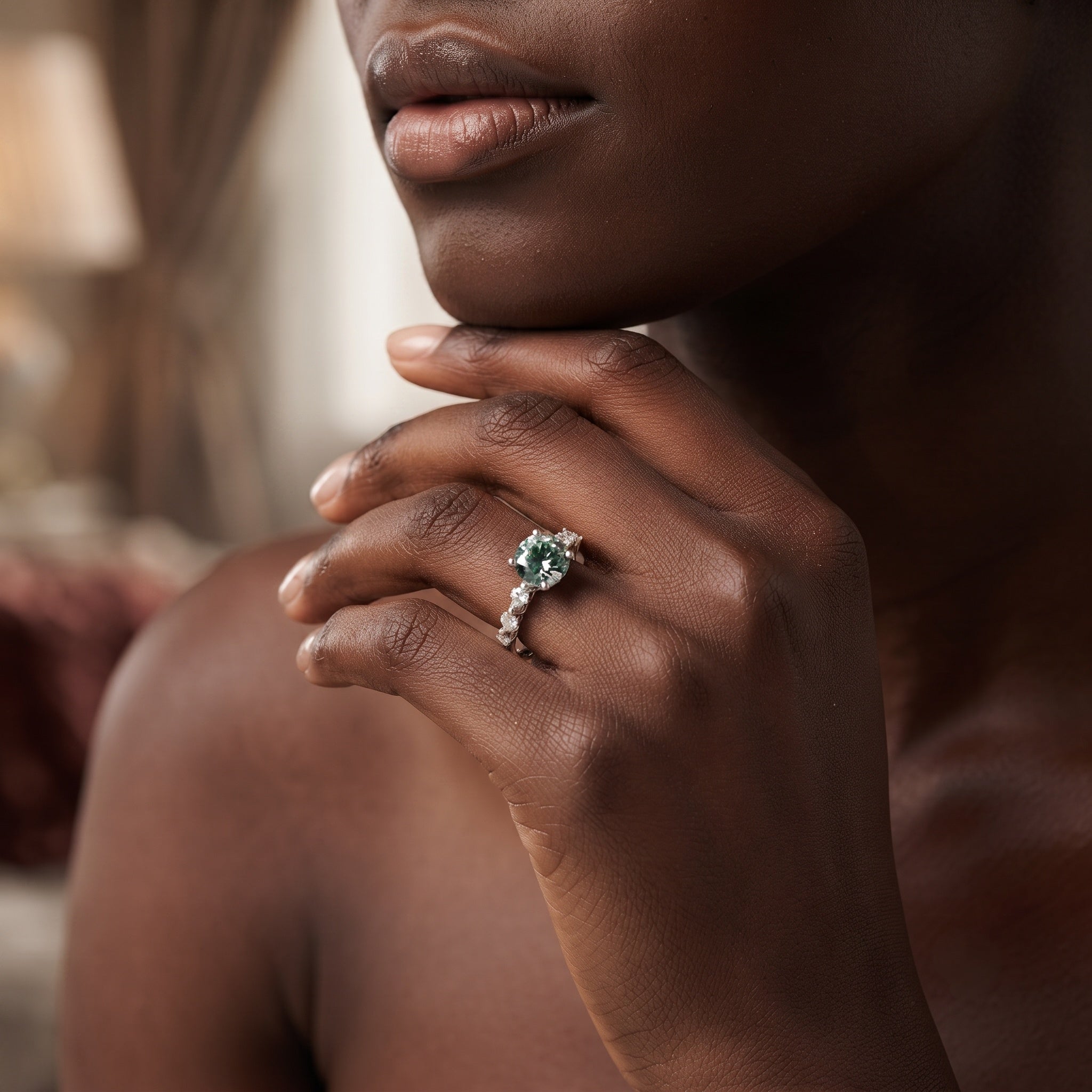 Lab Grown 3 Carat Green Diamond Engagement Ring with IGI Certificate Vivid Green - VS1 - Rosec Jewels