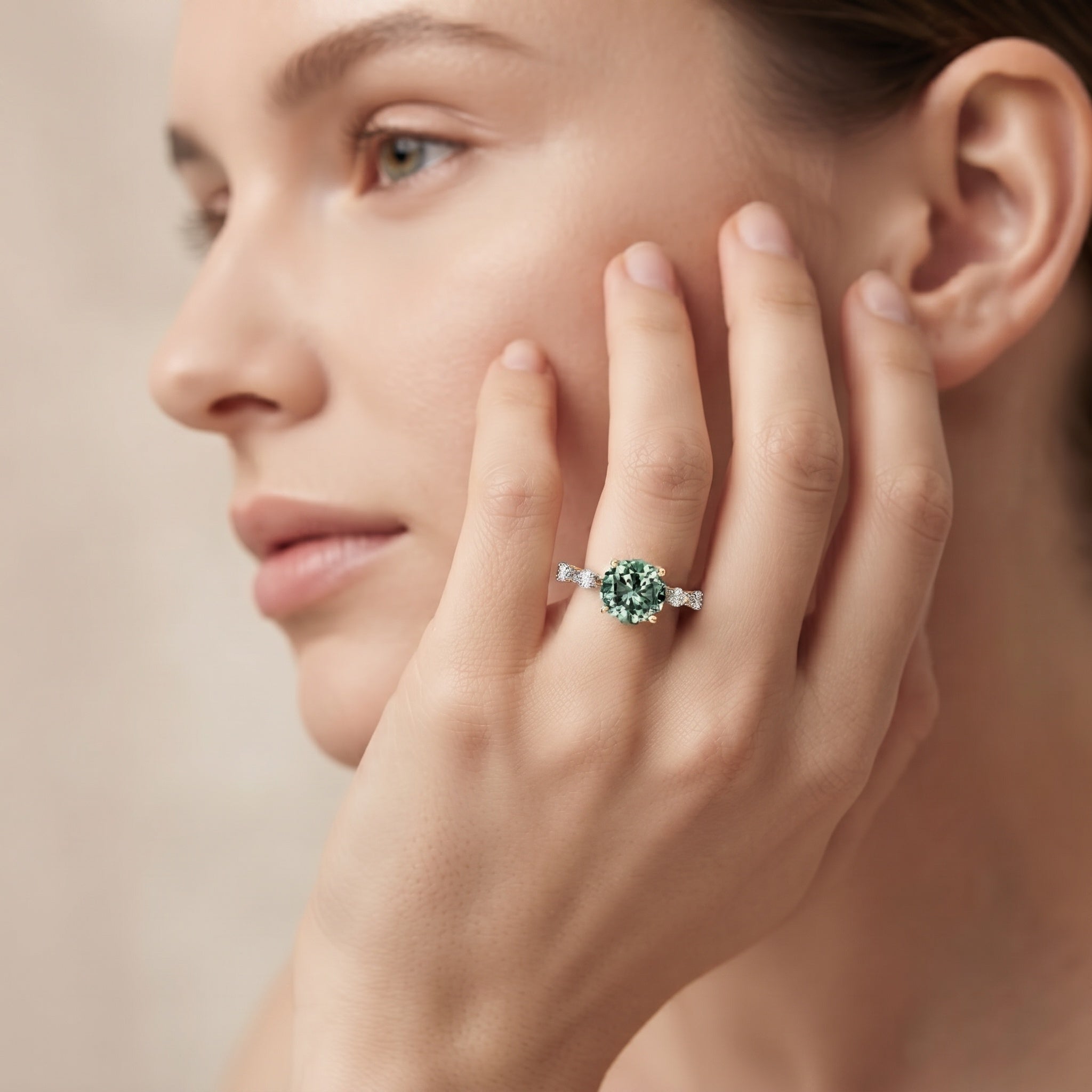 Lab Grown 3 Carat Green Diamond Engagement Ring with IGI Certificate Vivid Green - VS1 - Rosec Jewels