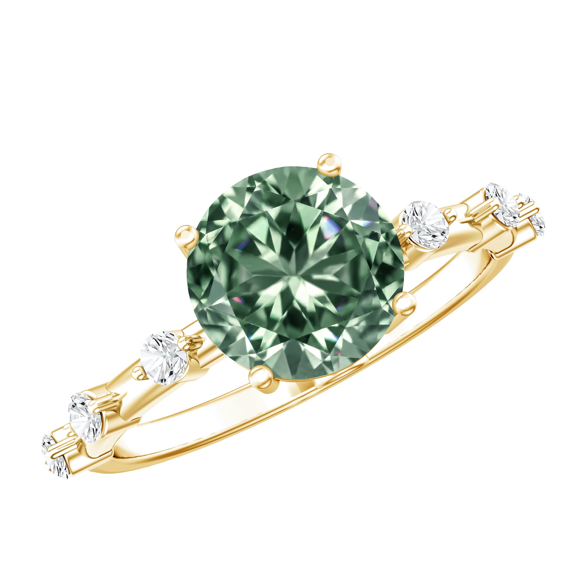 Lab Grown 3 Carat Green Diamond Engagement Ring with IGI Certificate Vivid Green - VS1 - Rosec Jewels