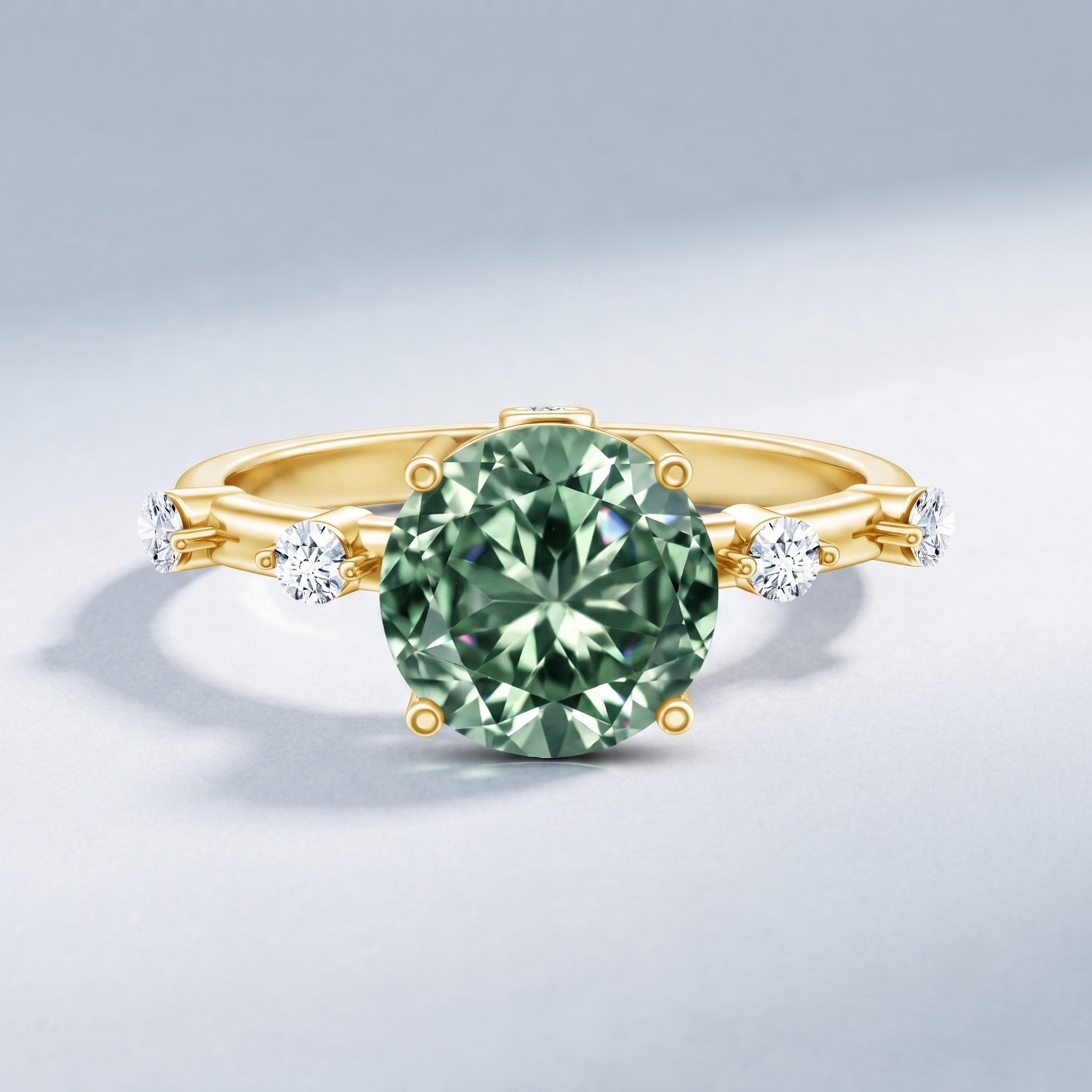 Lab Grown 3 Carat Green Diamond Engagement Ring with IGI Certificate Vivid Green - VS1 - Rosec Jewels