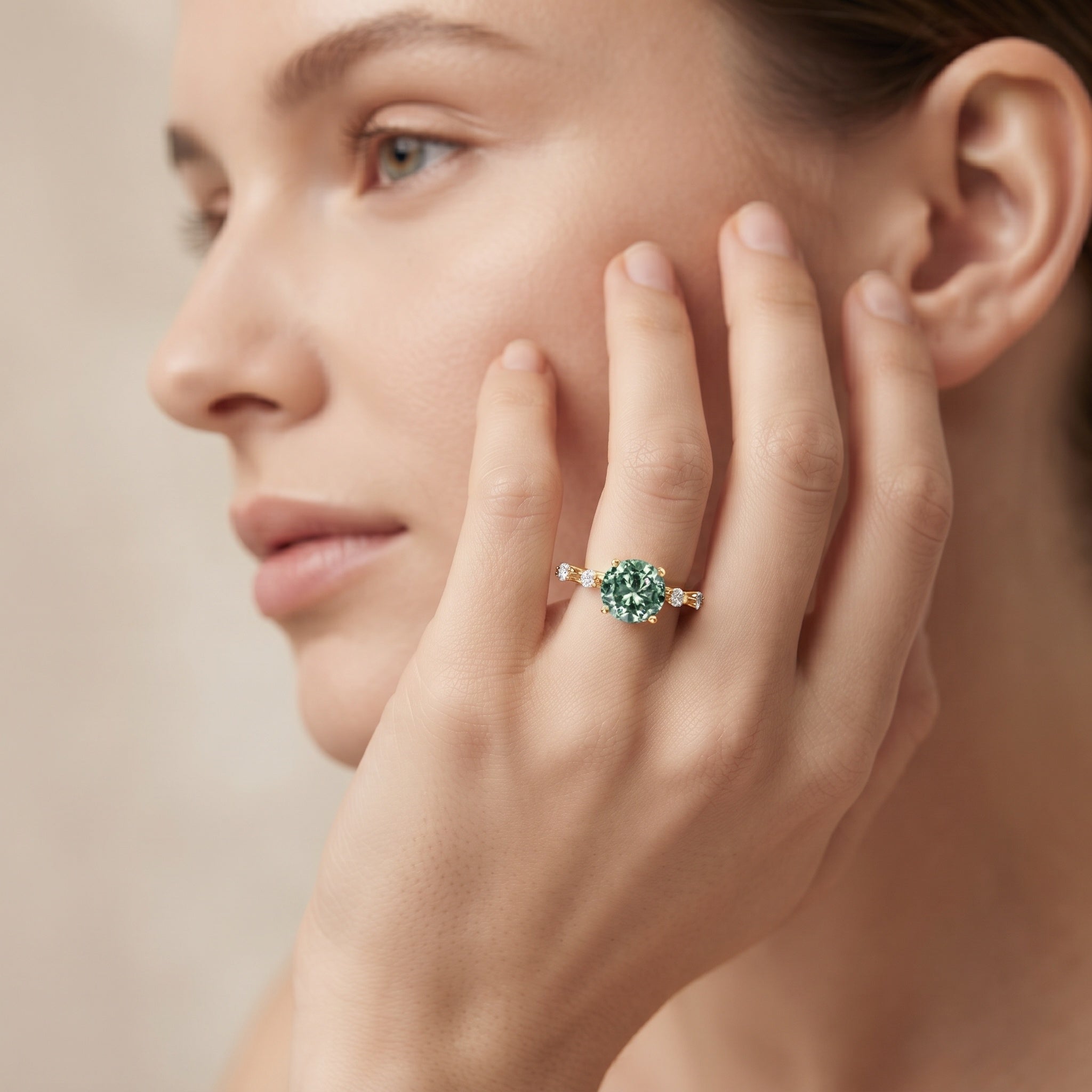 Lab Grown 3 Carat Green Diamond Engagement Ring with IGI Certificate Vivid Green - VS1 - Rosec Jewels