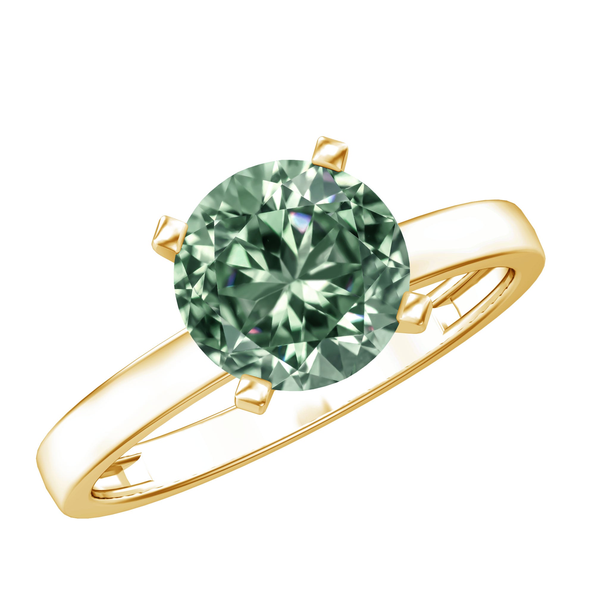 IGI Certified 2 Carat Lab Grown Green Diamond Solitaire Engagement Ring in Peg Head Setting Vivid Green - VS1 - Rosec Jewels