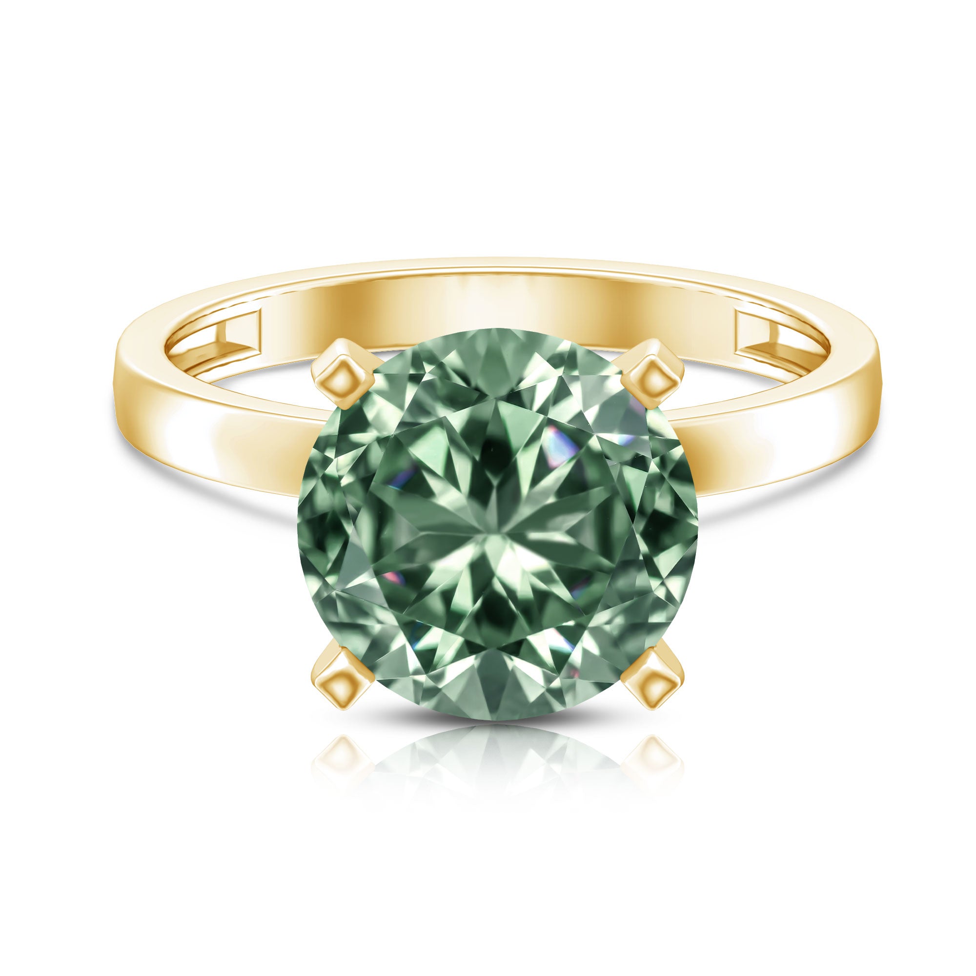 Huge 5 Carat Lab Grown Green Diamond Solitaire Engagement Ring with IGI Certificate Vivid Green - VS1 - Rosec Jewels