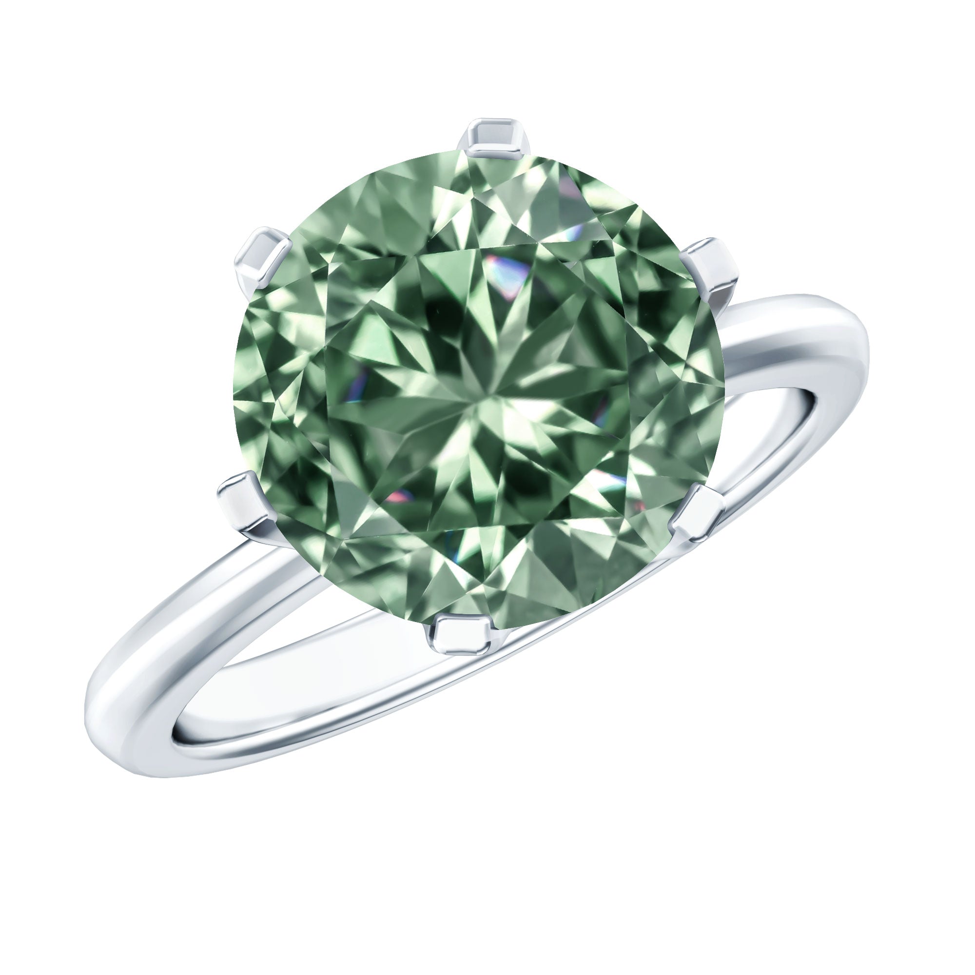 IGI Certified Solitaire Lab Grown Green Diamond Big Engagement Ring 4 Carat Vivid Green - VS1 - Rosec Jewels