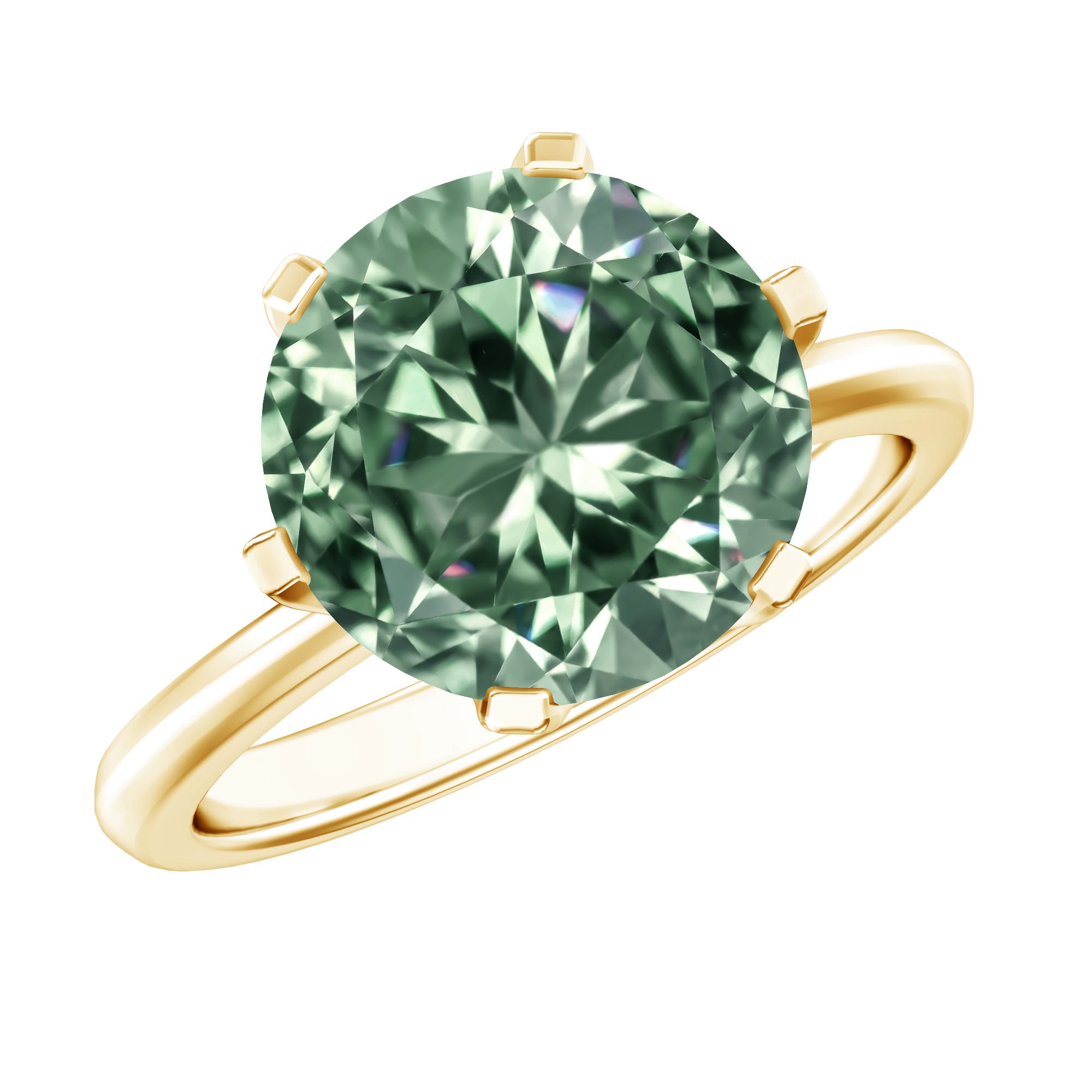 Large 5 Carat Lab Grown Green Diamond Engagement Ring with IGI Certificate Vivid Green - VS1 - Rosec Jewels