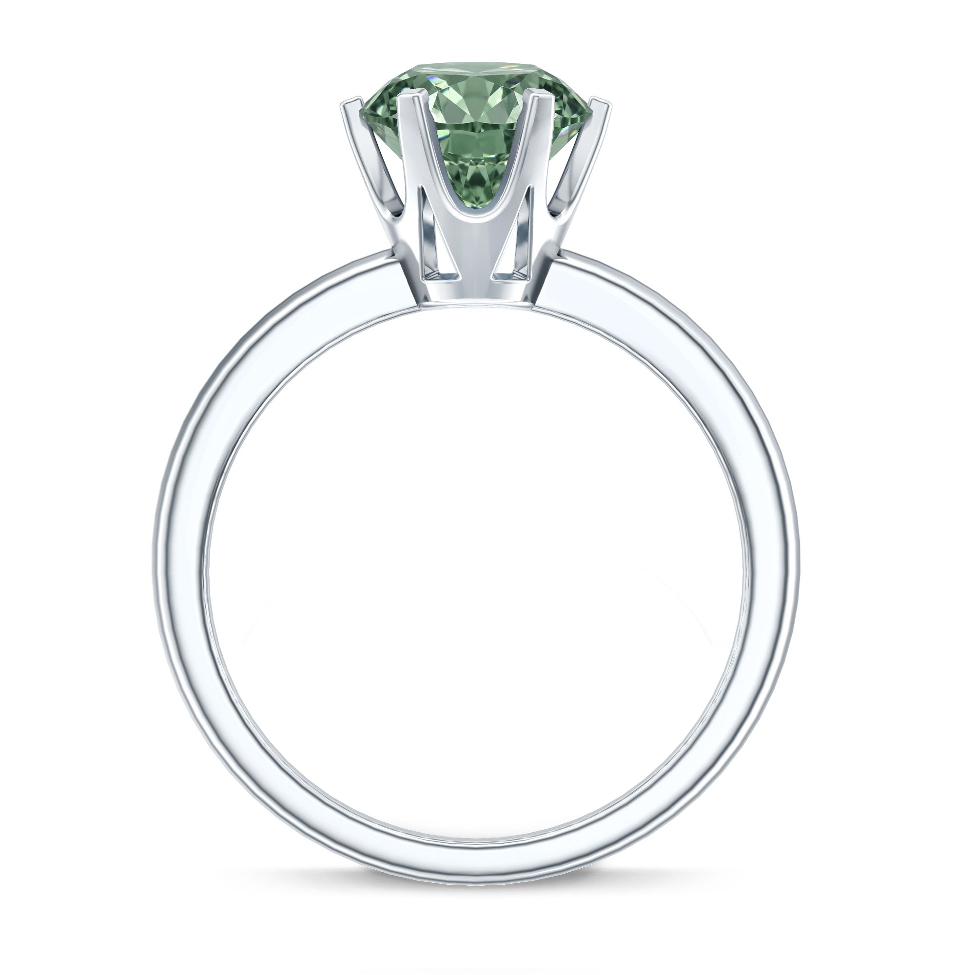 Round Shaped 3 Carat Lab Grown Green Diamond Solitaire Ring with IGI Certificate Vivid Green - VS1 - Rosec Jewels
