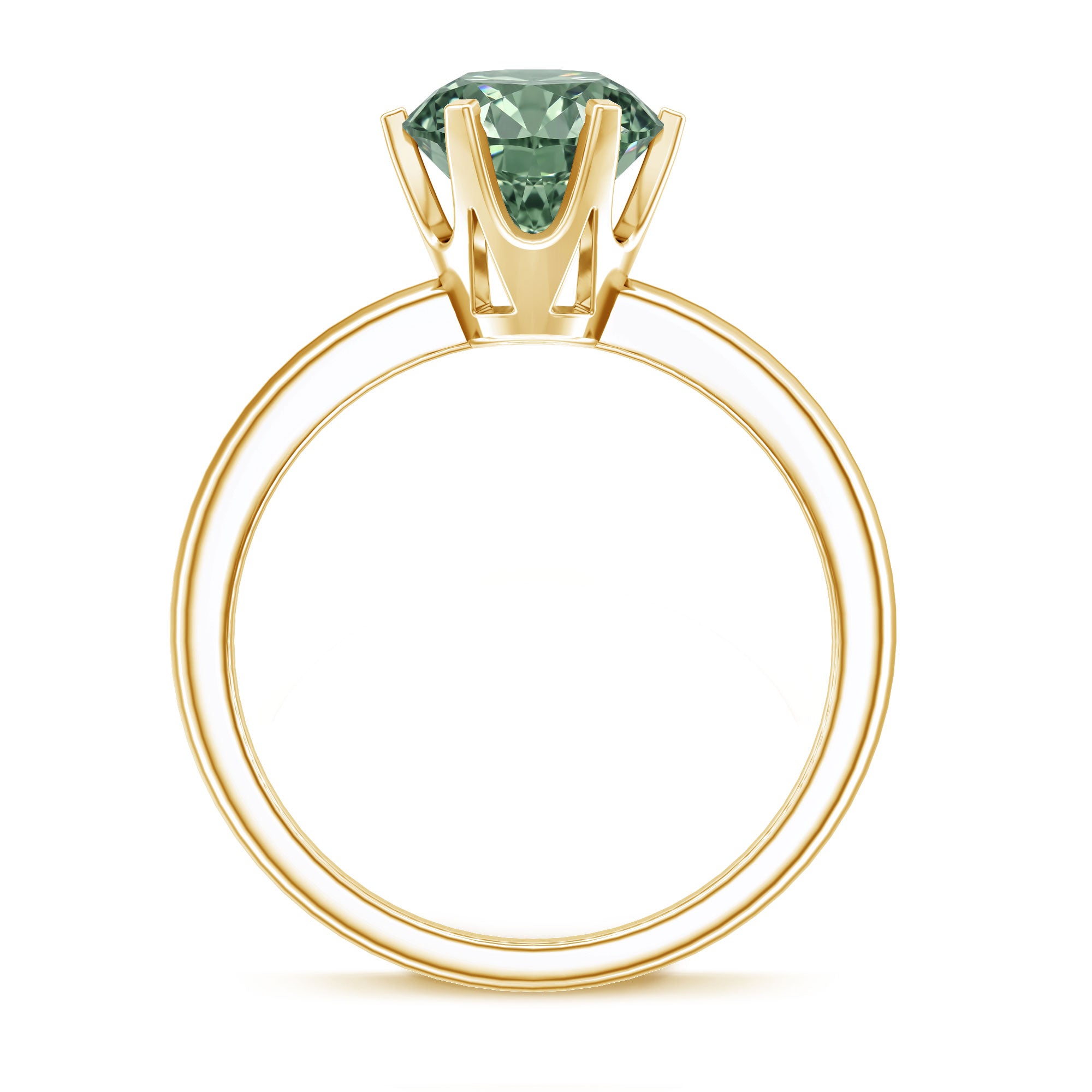 Round Shaped 3 Carat Lab Grown Green Diamond Solitaire Ring with IGI Certificate Vivid Green - VS1 - Rosec Jewels