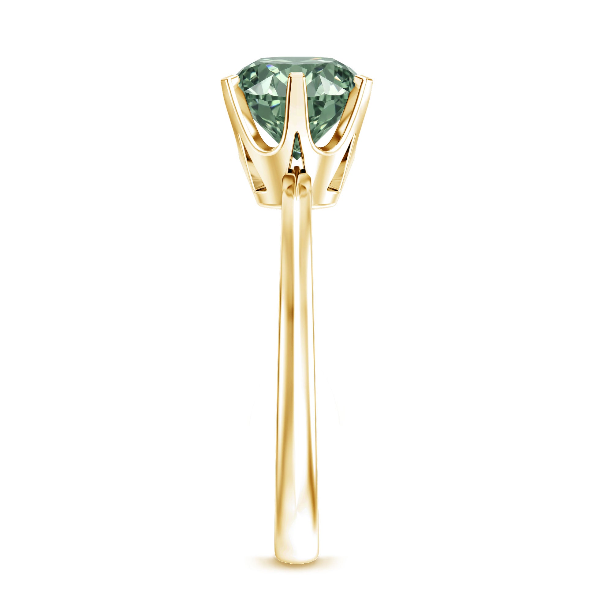 Round Shaped 3 Carat Lab Grown Green Diamond Solitaire Ring with IGI Certificate Vivid Green - VS1 - Rosec Jewels