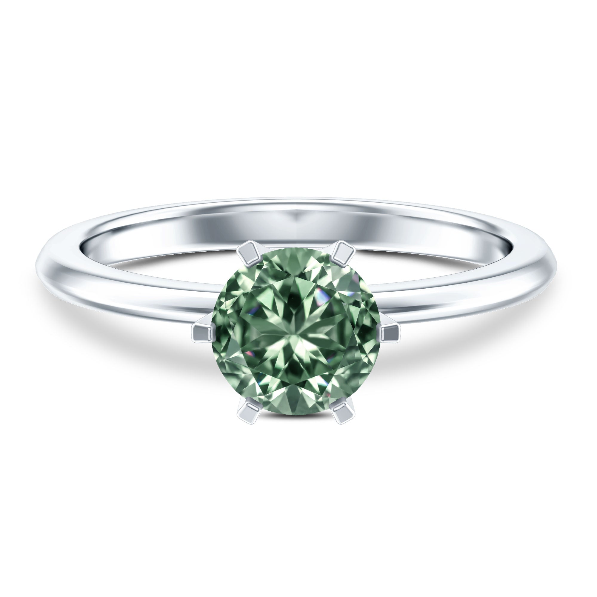 Lab Grown Green Diamond 1 Carat Solitaire Ring with IGI Certificate Vivid Green - VS1 - Rosec Jewels