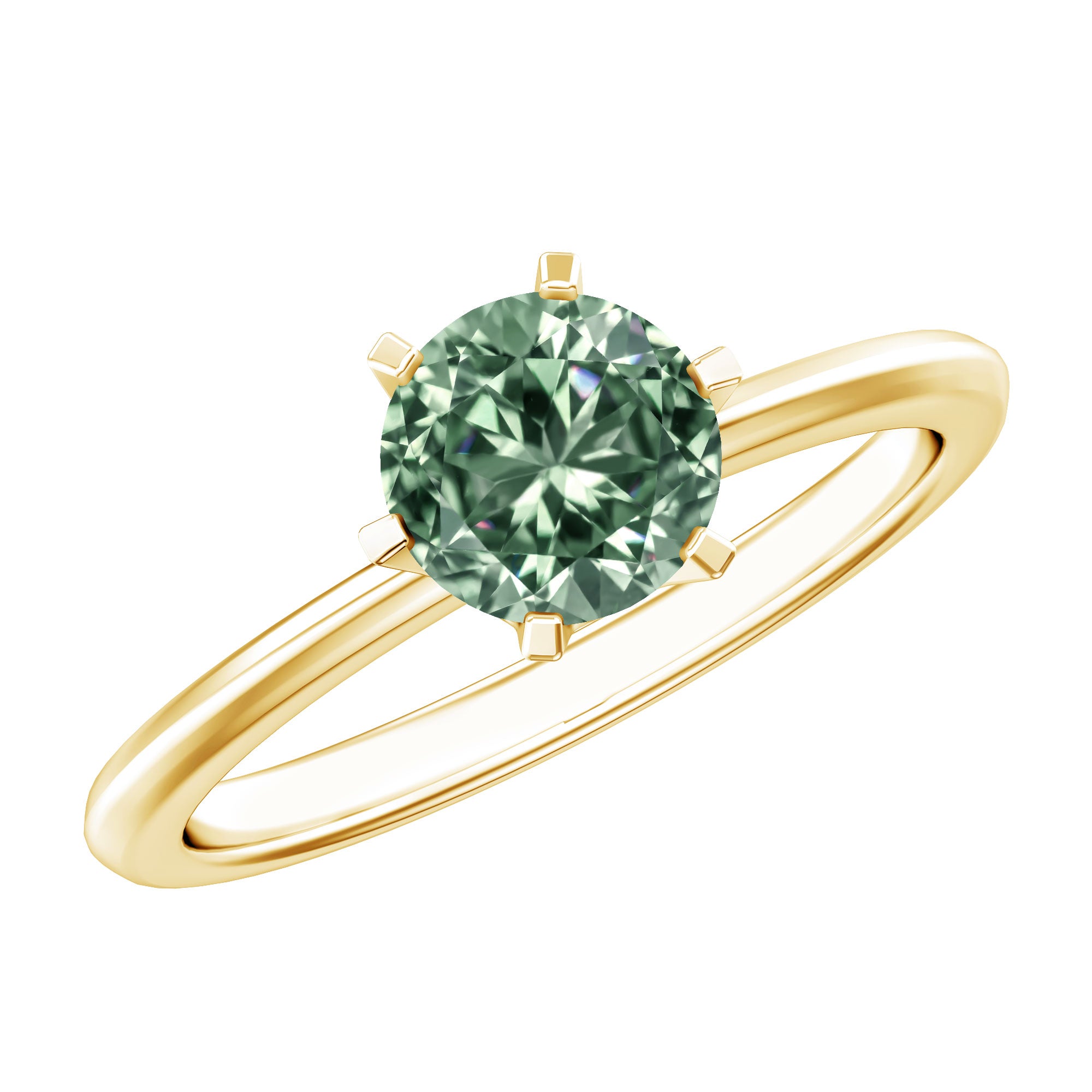 Lab Grown Green Diamond 1 Carat Solitaire Ring with IGI Certificate Vivid Green - VS1 - Rosec Jewels