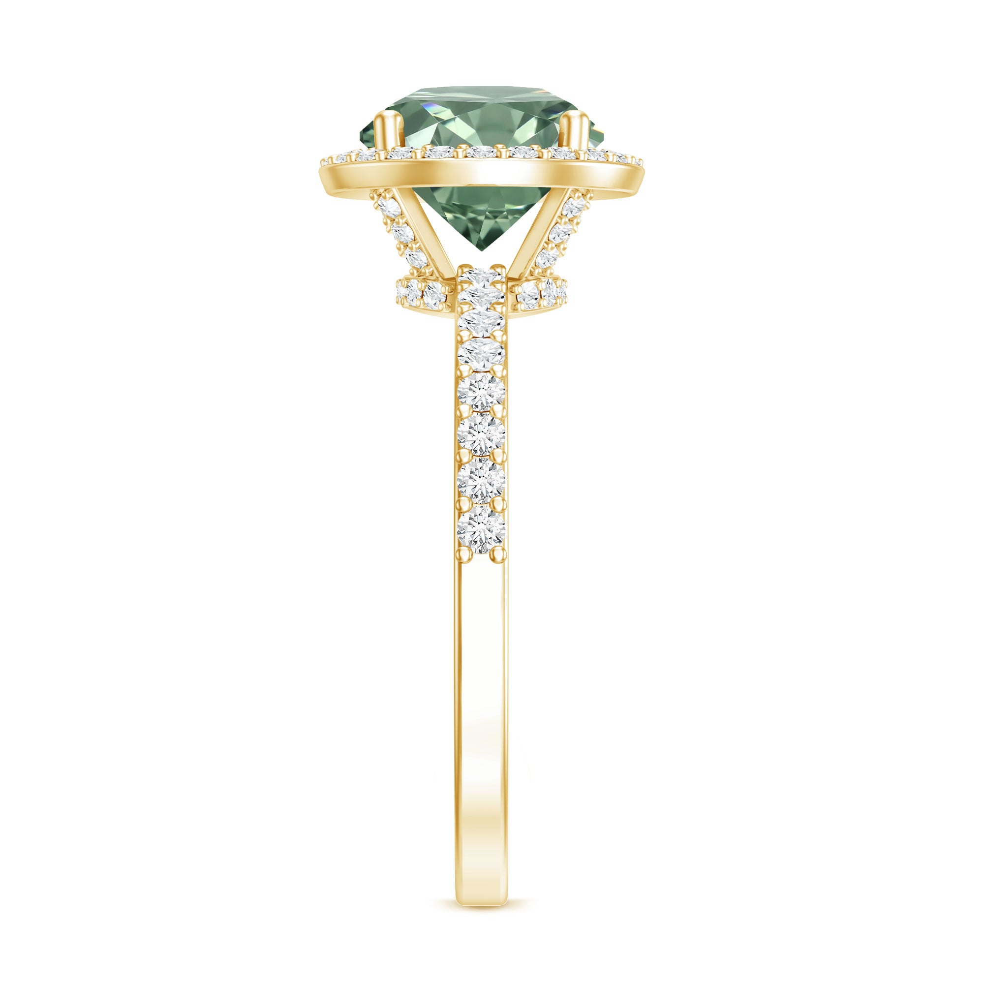 IGI Certified Lab 3 Carat Green Diamond Engagement Ring with Halo Vivid Green - VS1 - Rosec Jewels