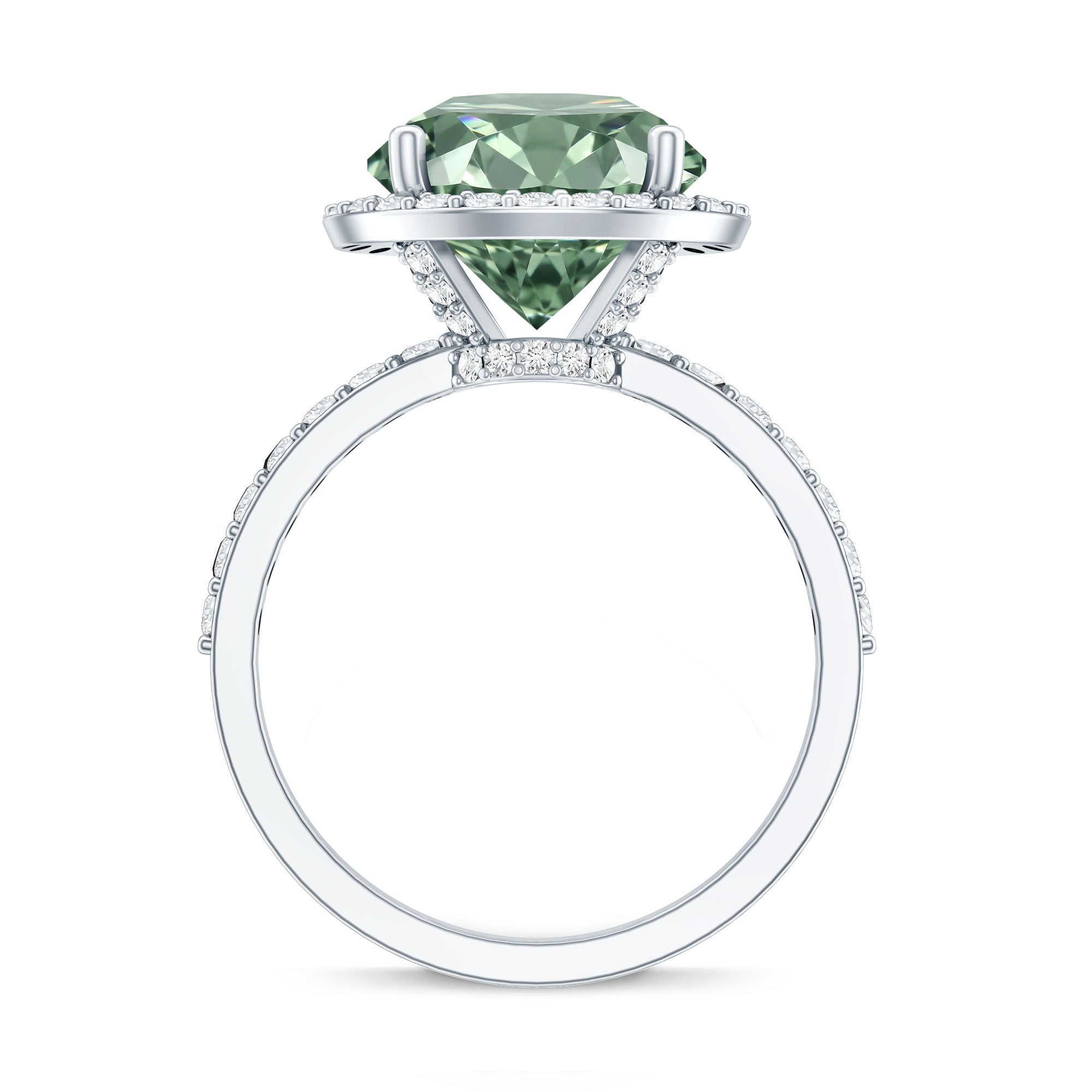 IGI Certified Lab Created Green Diamond Halo Engagement Ring 4 Carat Vivid Green - VS1 - Rosec Jewels
