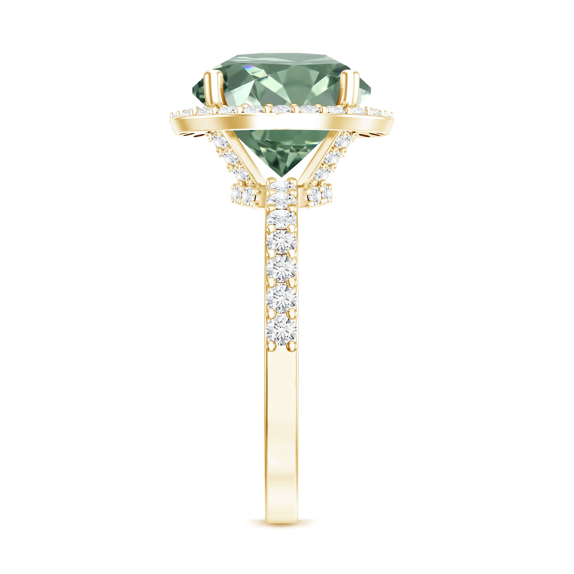 5 Carat Lab Grown Green and White Diamond Huge Engagement Ring with IGI Certificate Vivid Green - VS1 - Rosec Jewels