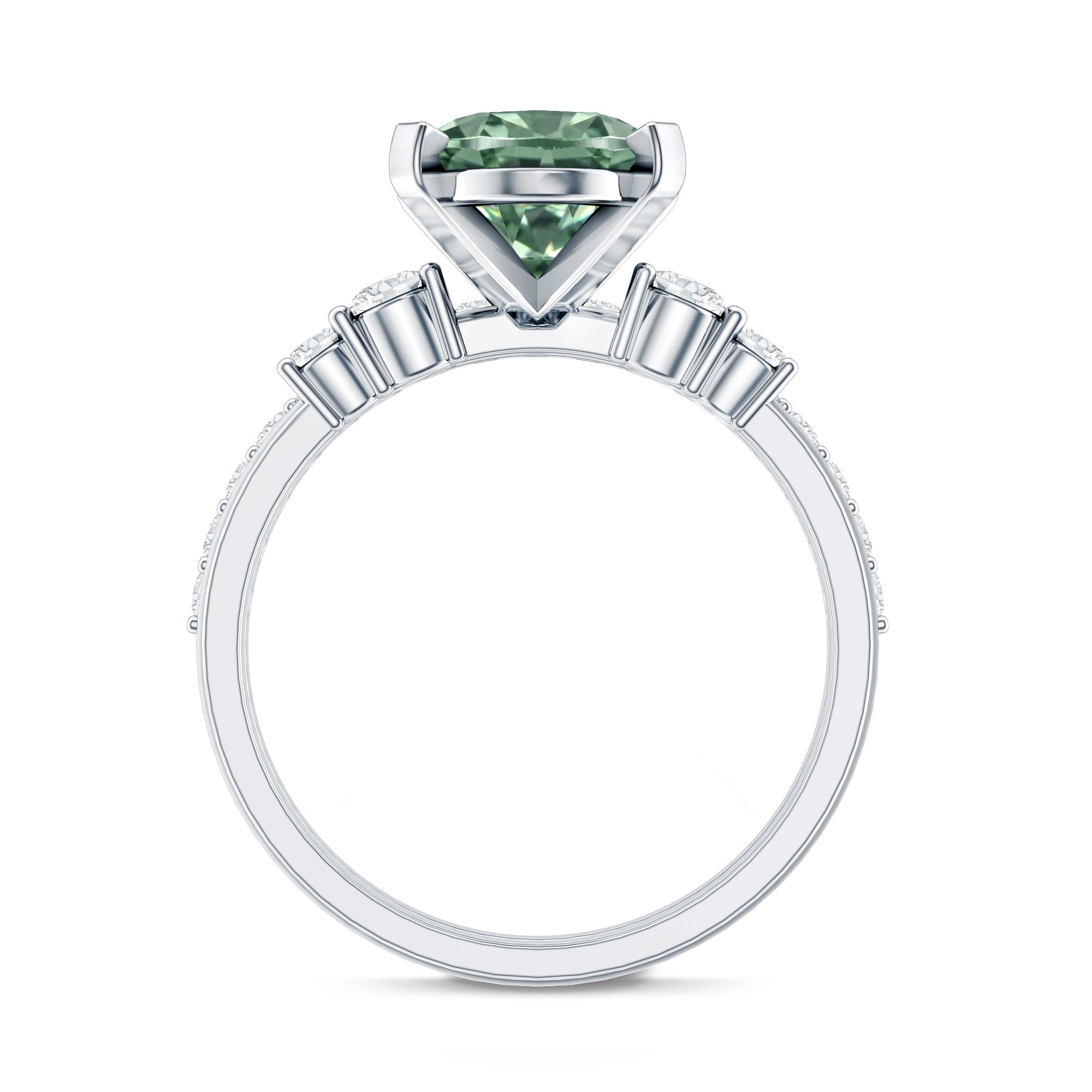 IGI Certified 3 Carat Oval Lab Grown Green Diamond Engagement Ring with Wedding Band Vivid Green - VS1 - Rosec Jewels