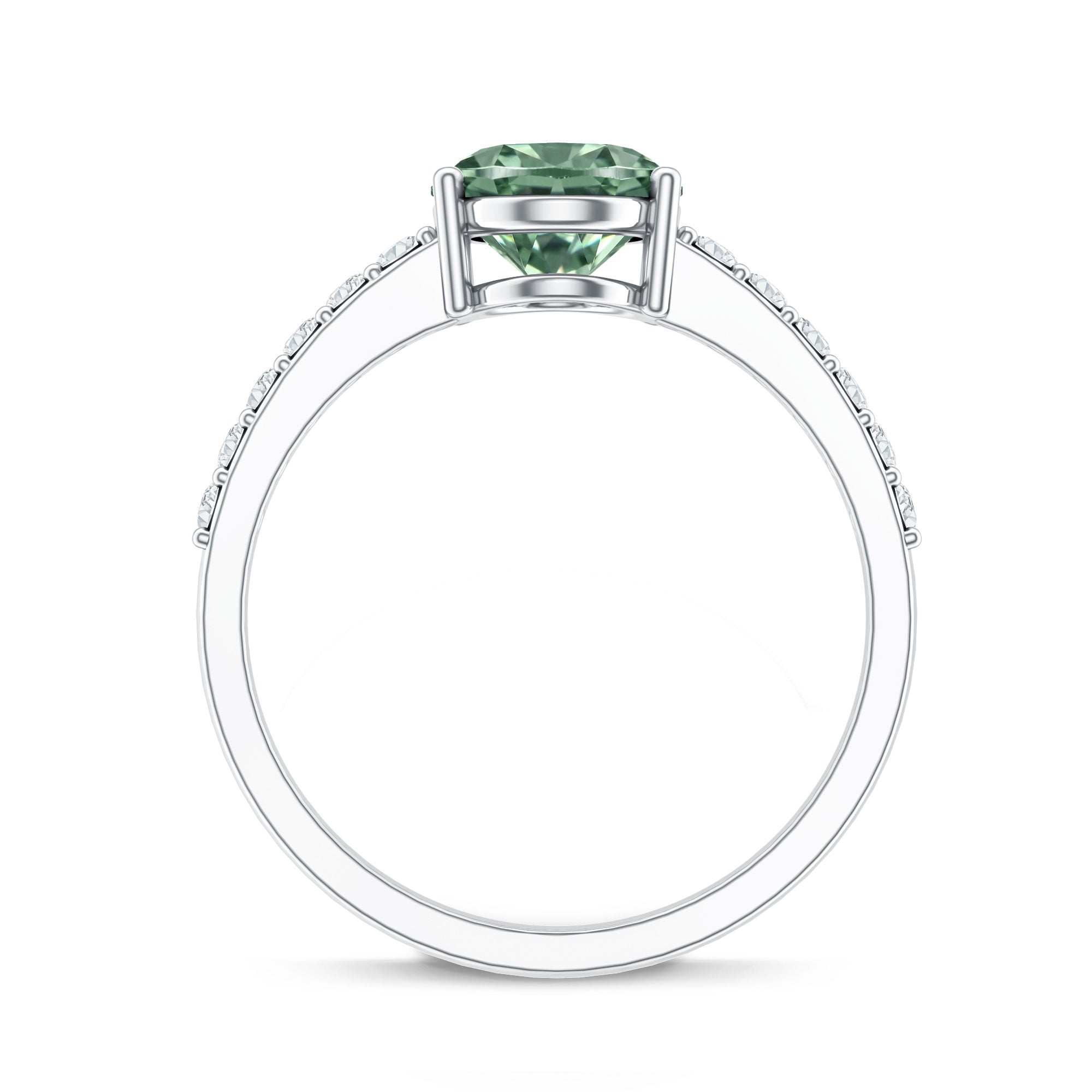 IGI Certified 2 Carat Lab Grown Green Diamond Oblong Engagement Ring Vivid Green - VS1 - Rosec Jewels