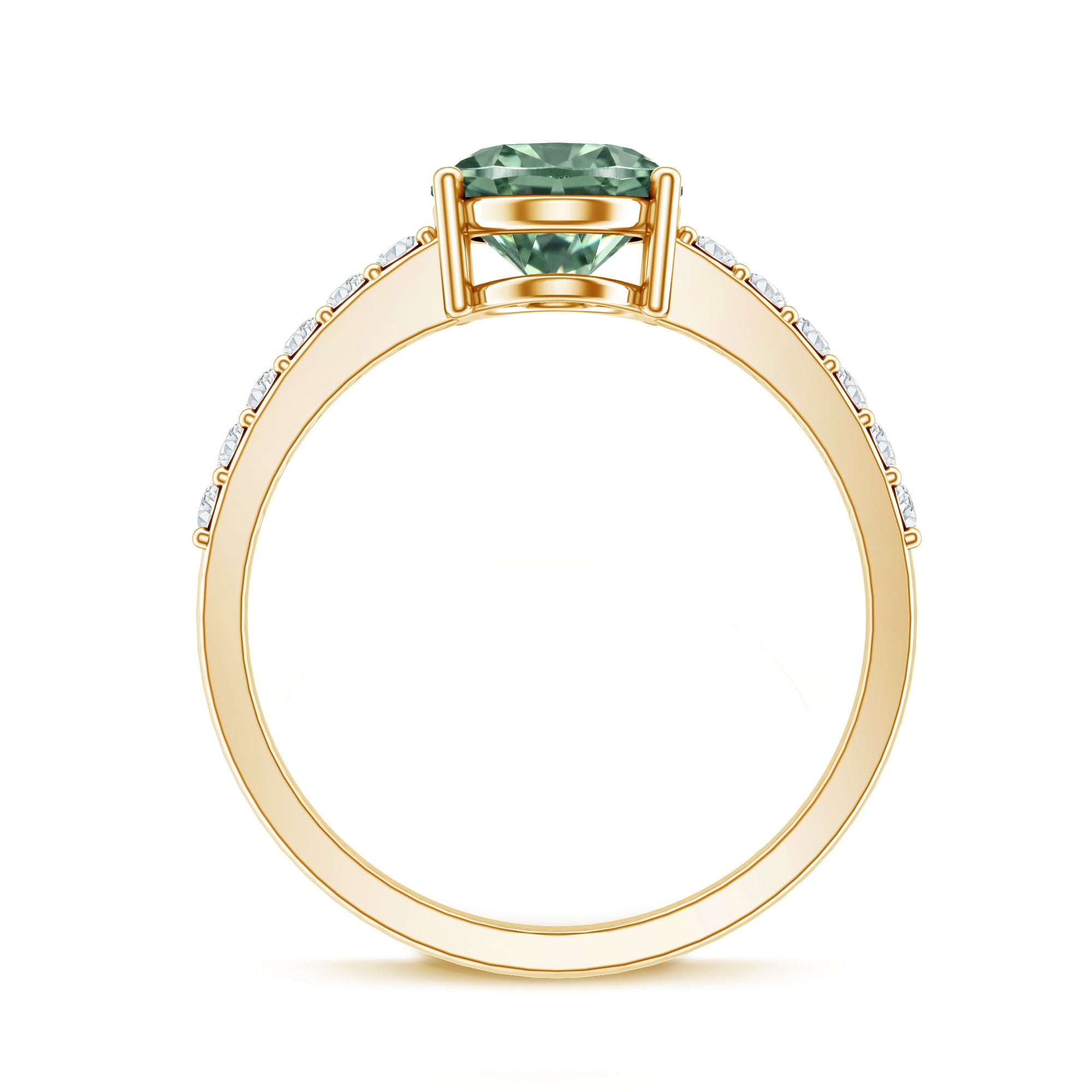 IGI Certified 2 Carat Lab Grown Green Diamond Oblong Engagement Ring Vivid Green - VS1 - Rosec Jewels
