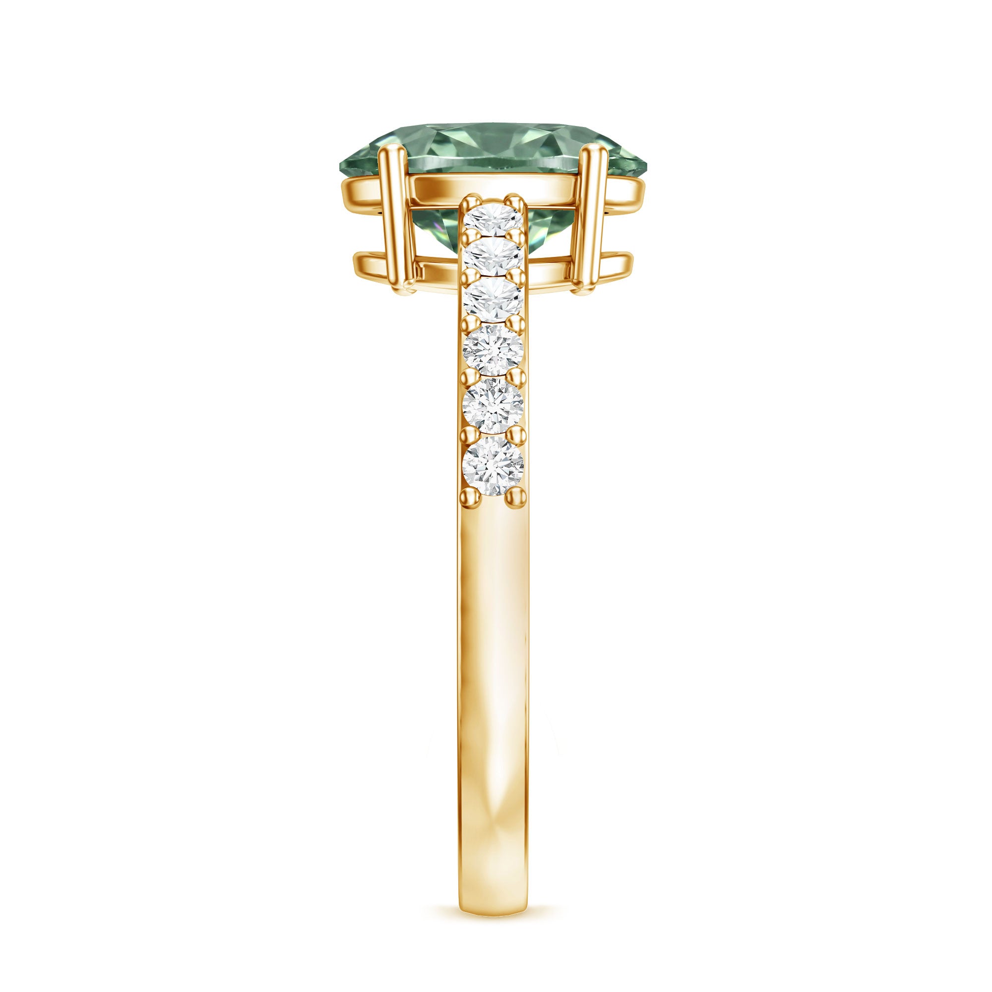 IGI Certified 2 Carat Lab Grown Green Diamond Oblong Engagement Ring Vivid Green - VS1 - Rosec Jewels