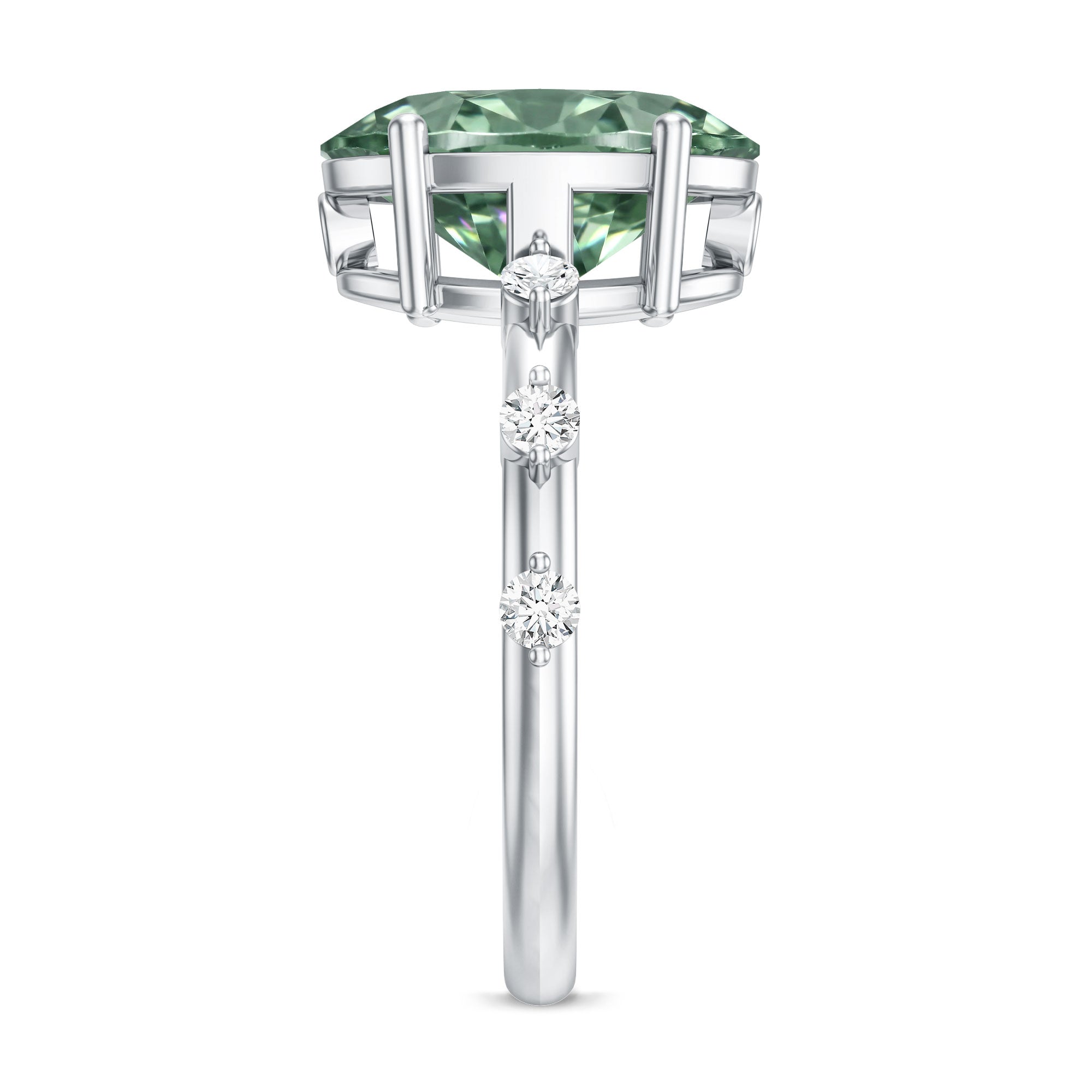 Lab Grown Green Diamond 3 Carat Oval Engagement Ring IGI Certified Vivid Green - VS1 - Rosec Jewels