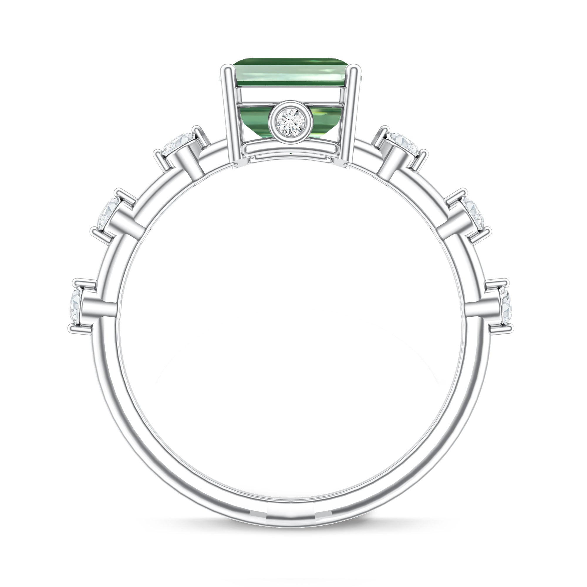 3 Carat Emerald Cut Lab Grown Green Diamond Engagement Ring IGI Certified Vivid Green - VS1 - Rosec Jewels