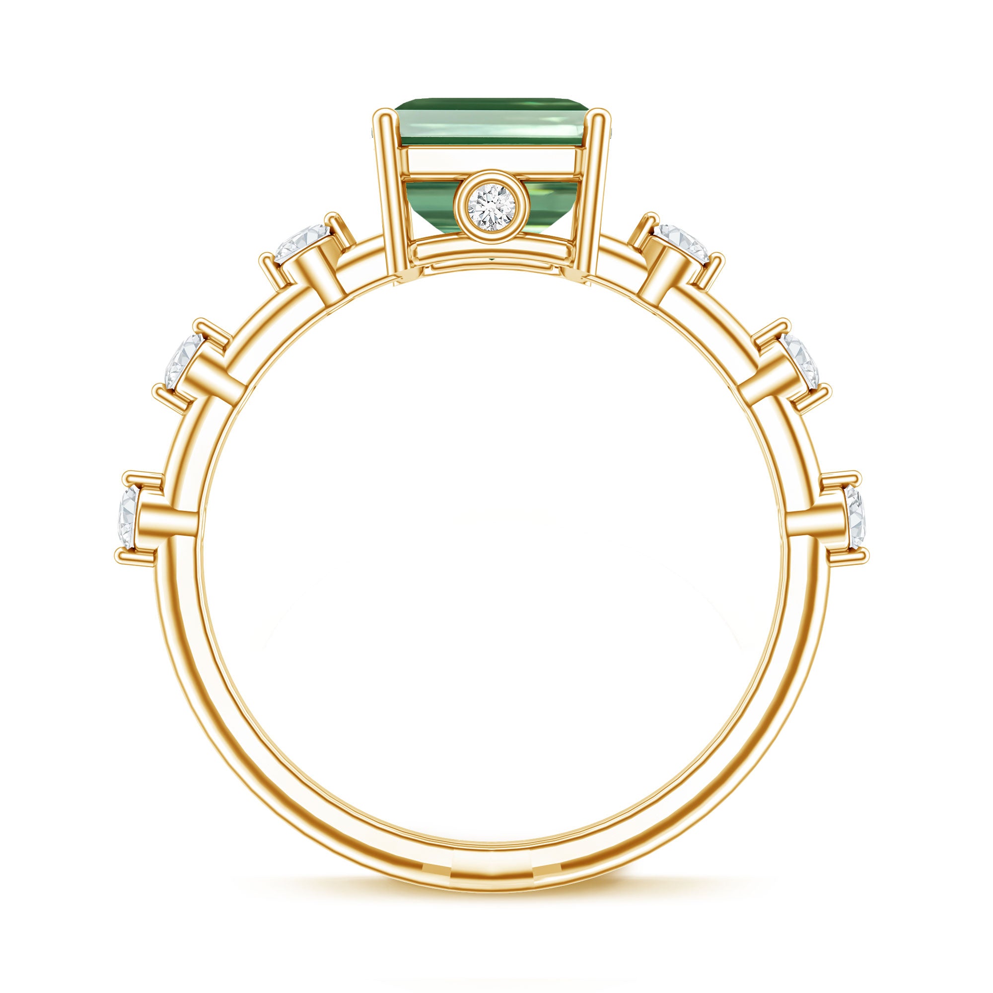 3 Carat Emerald Cut Lab Grown Green Diamond Engagement Ring IGI Certified Vivid Green - VS1 - Rosec Jewels