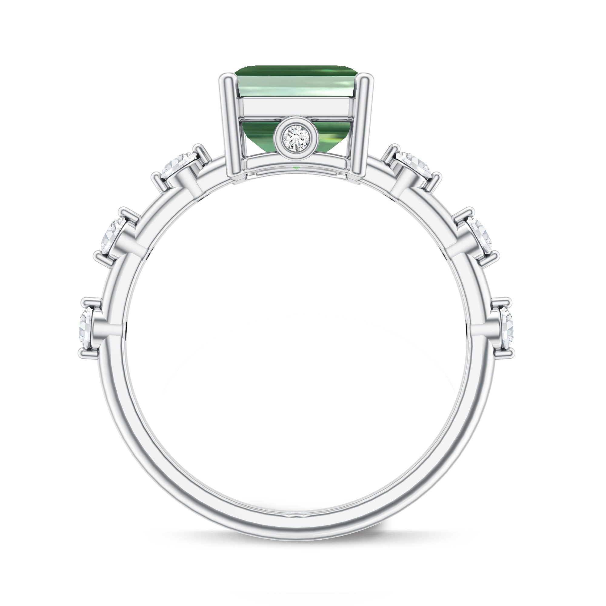 4 Carat Emerald Cut Green Lab Grown Diamond Solitaire Engagement Ring with IGI Certificate Vivid Green - VS1 - Rosec Jewels