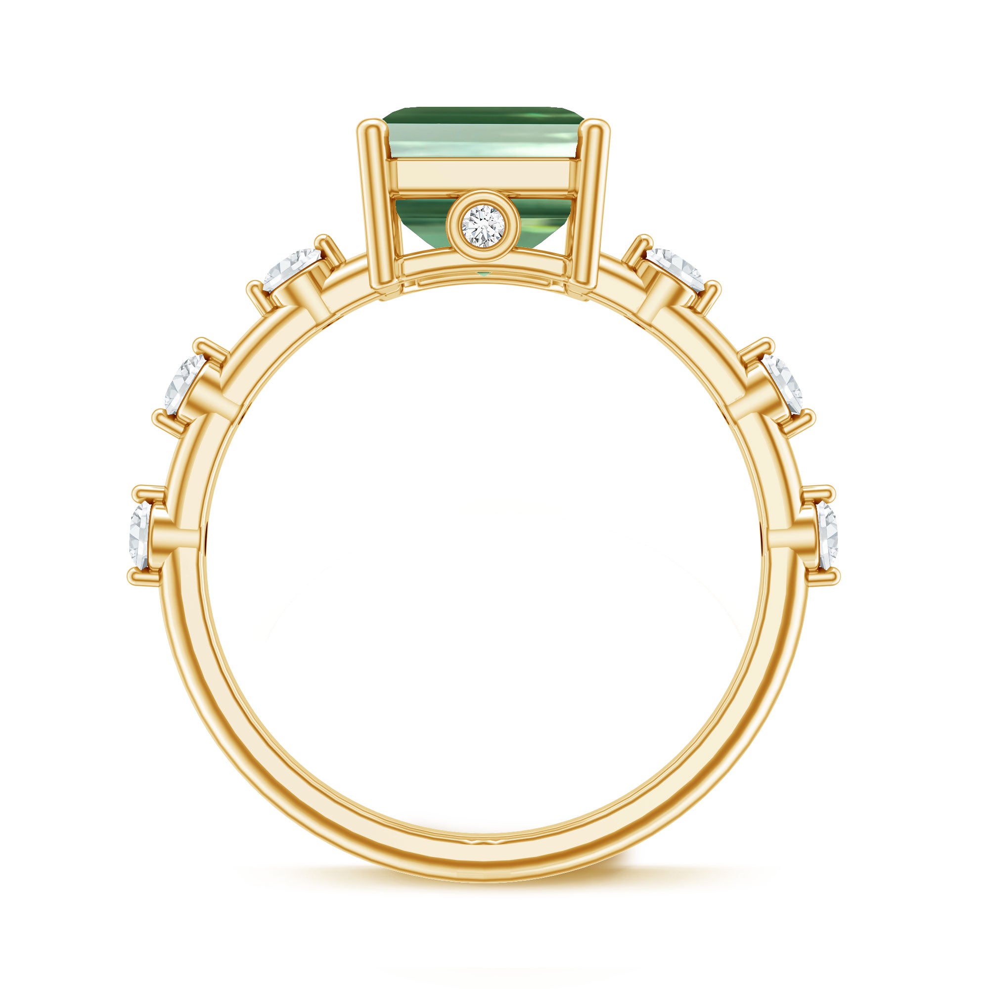 4 Carat Emerald Cut Green Lab Grown Diamond Solitaire Engagement Ring with IGI Certificate Vivid Green - VS1 - Rosec Jewels