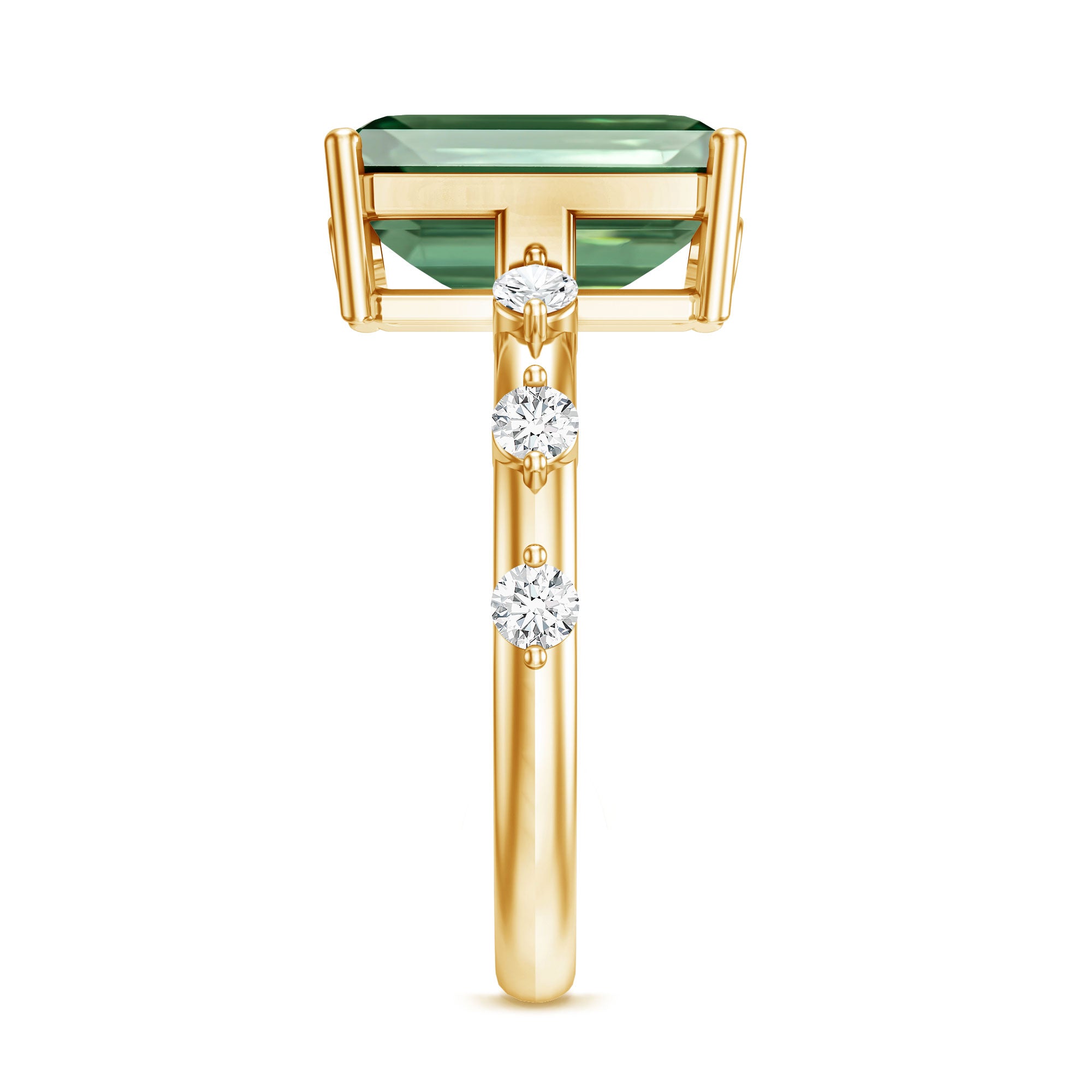 4 Carat Emerald Cut Green Lab Grown Diamond Solitaire Engagement Ring with IGI Certificate Vivid Green - VS1 - Rosec Jewels