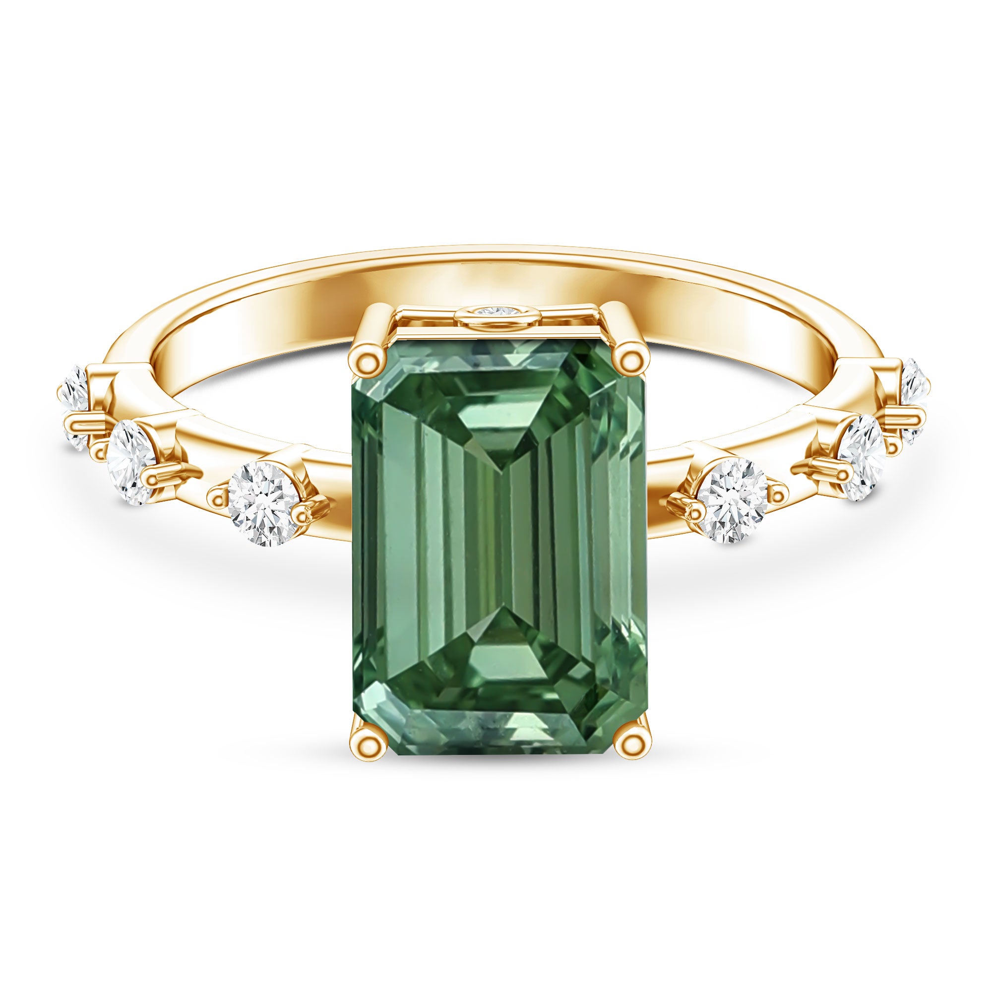 4 Carat Emerald Cut Green Lab Grown Diamond Solitaire Engagement Ring with IGI Certificate Vivid Green - VS1 - Rosec Jewels