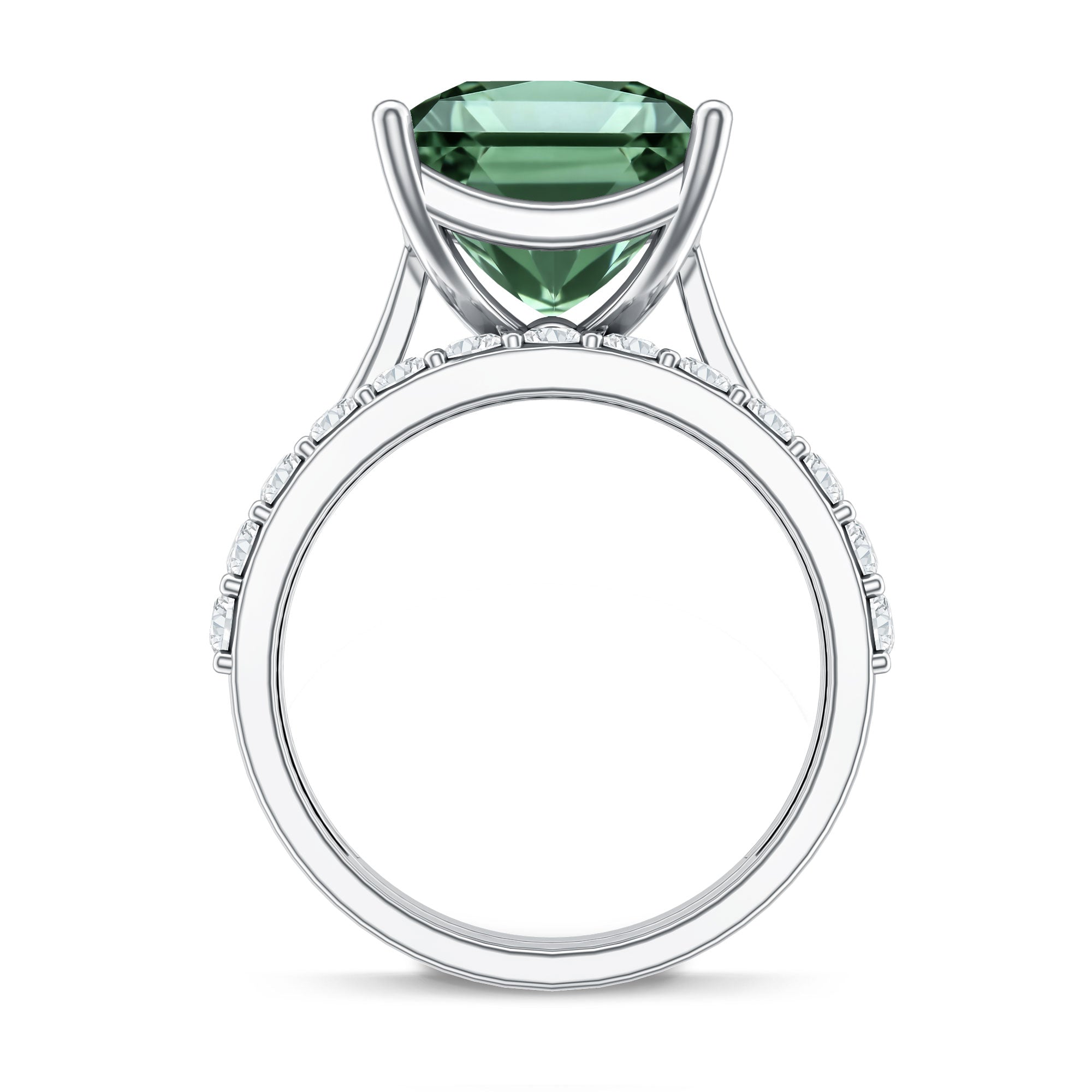IGI Certified 4 Carat Lab Grown Green Diamond Princess Cut Wedding Bridal Ring Set of 2 Vivid Green - VS1 - Rosec Jewels