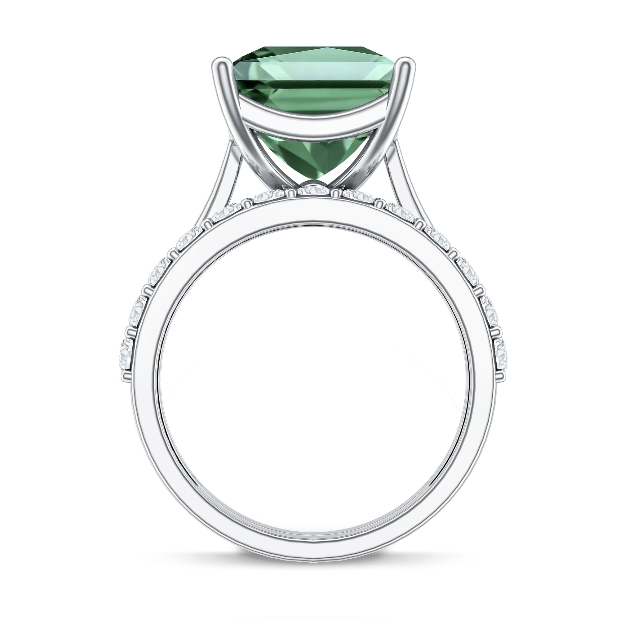 IGI Certified 5 Carat Princess Cut Lab Grown Green Diamond Engagement Ring with Enhancer Vivid Green - VS1 - Rosec Jewels