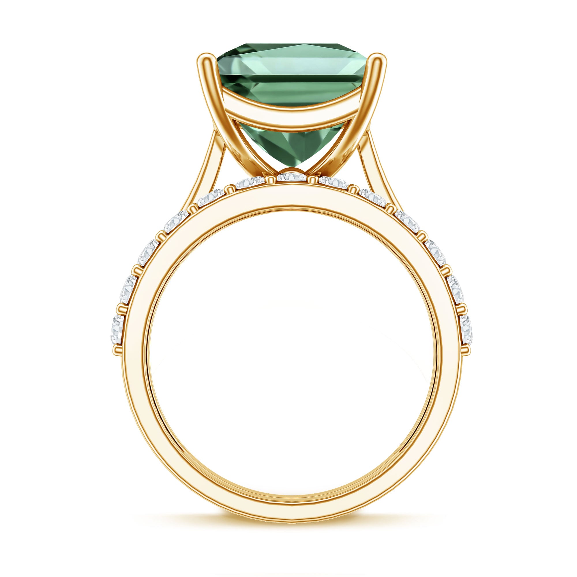 IGI Certified 5 Carat Princess Cut Lab Grown Green Diamond Engagement Ring with Enhancer Vivid Green - VS1 - Rosec Jewels