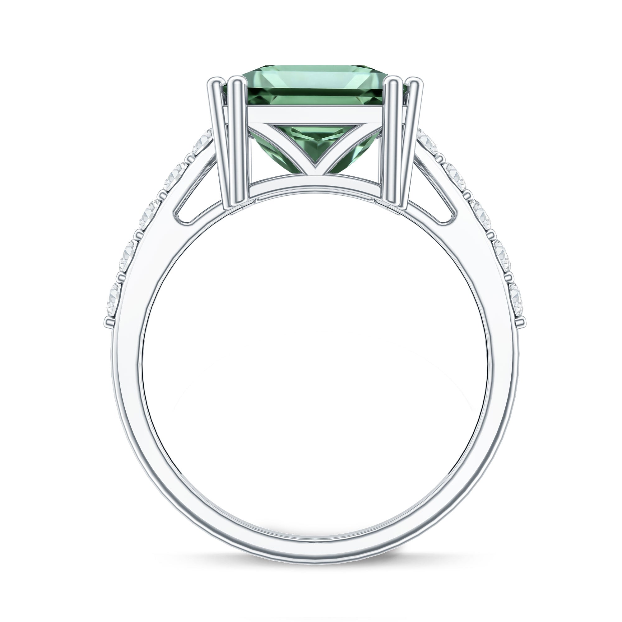 5 Carat Princess Cut Lab Grown Green Diamond Big Engagement Ring with IGI Certificate Vivid Green - VS1 - Rosec Jewels
