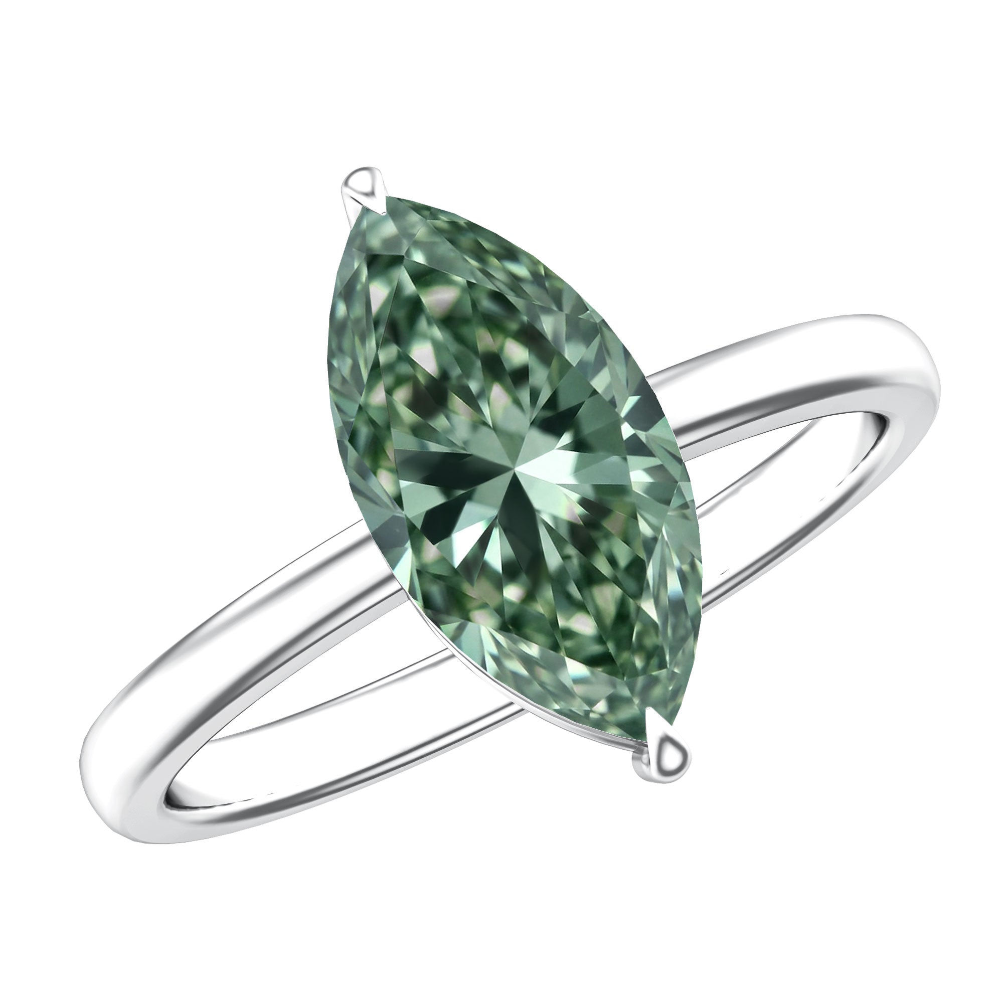 IGI Certified 2 Carat Lab Green Diamond Marquise Engagement Ring for Women Vivid Green - VS1 - Rosec Jewels