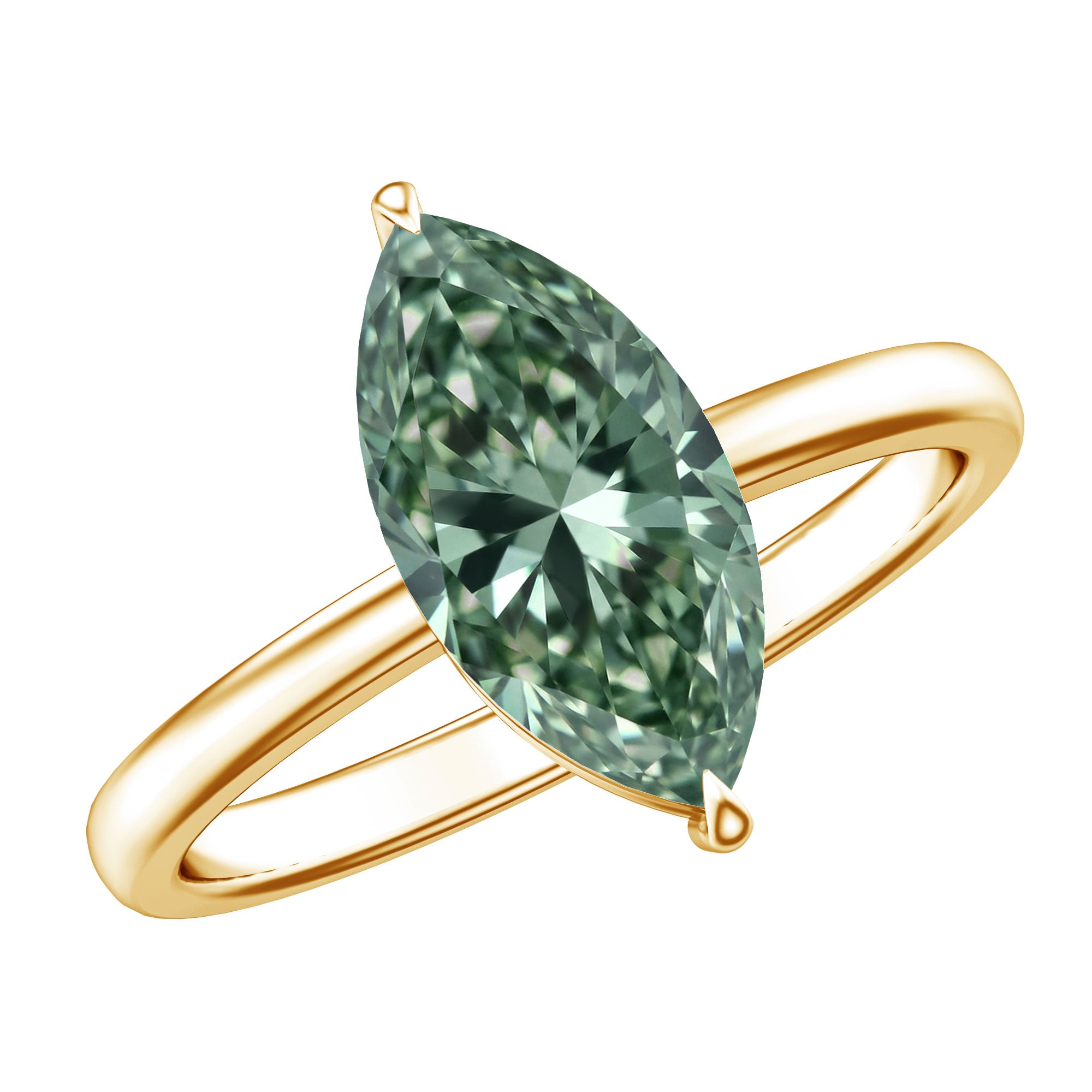 IGI Certified 2 Carat Lab Green Diamond Marquise Engagement Ring for Women Vivid Green - VS1 - Rosec Jewels
