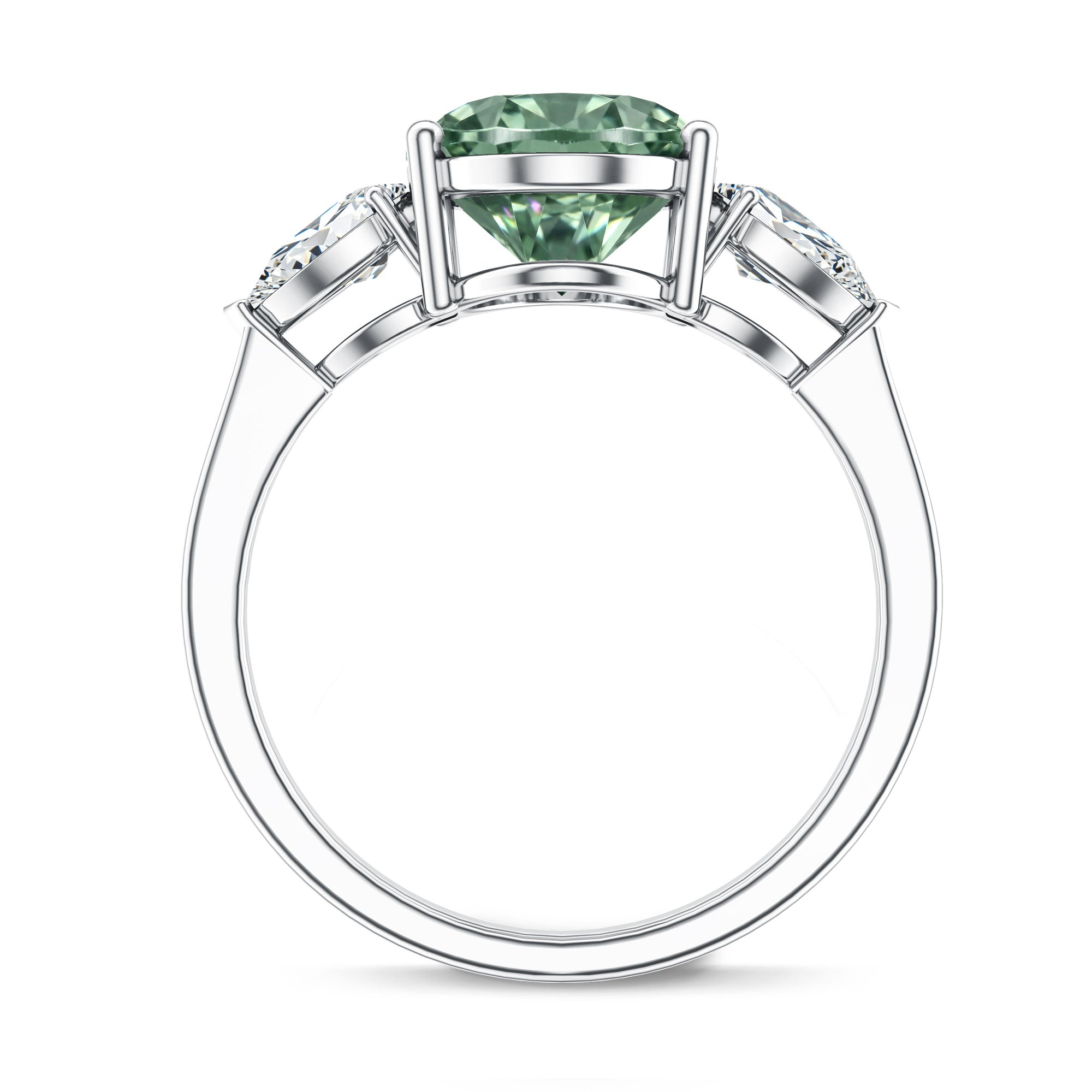 Lab Grown 3 Carat Green Diamond Past Present Future Ring with IGI Certificate Vivid Green - VS1 - Rosec Jewels