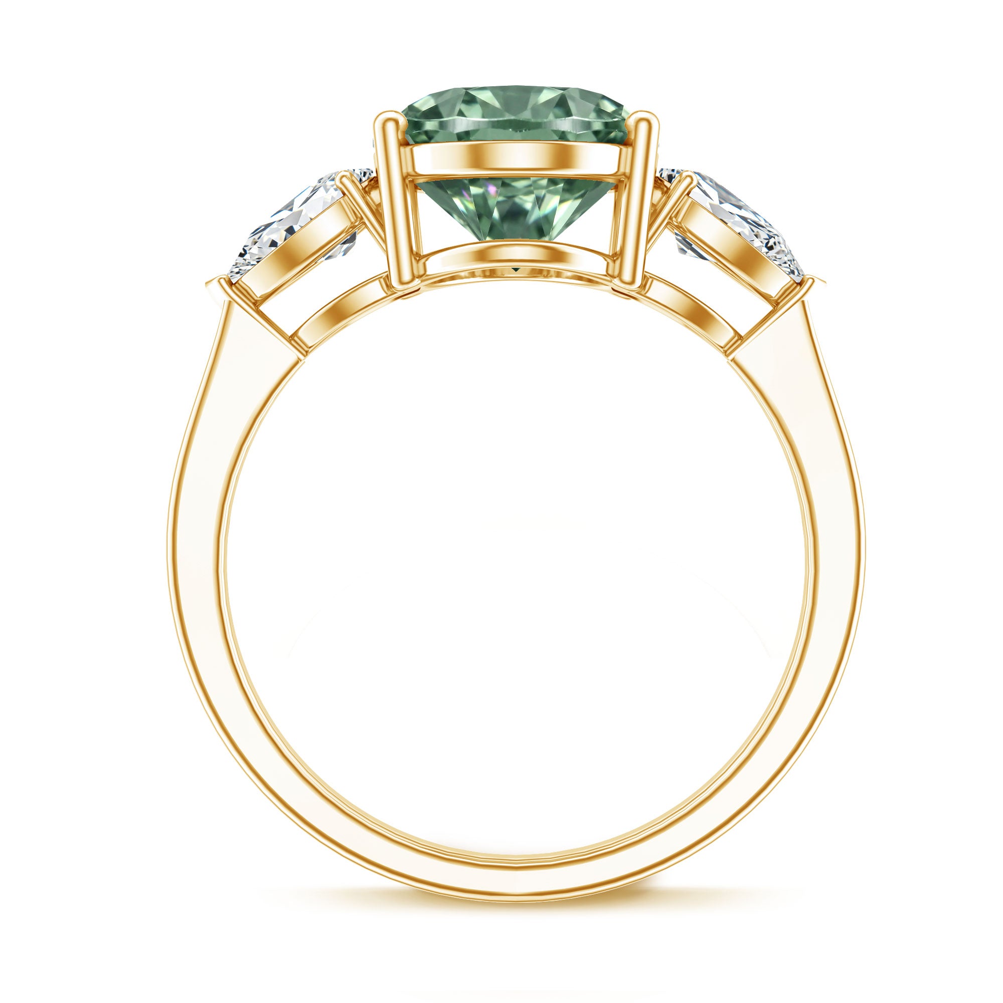 Lab Grown 3 Carat Green Diamond Past Present Future Ring with IGI Certificate Vivid Green - VS1 - Rosec Jewels
